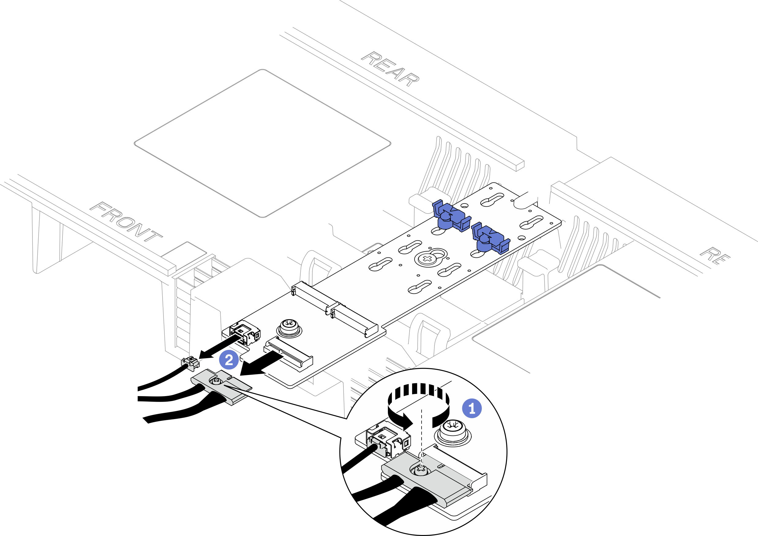 Disconnecting cable from M.2 boot adapter