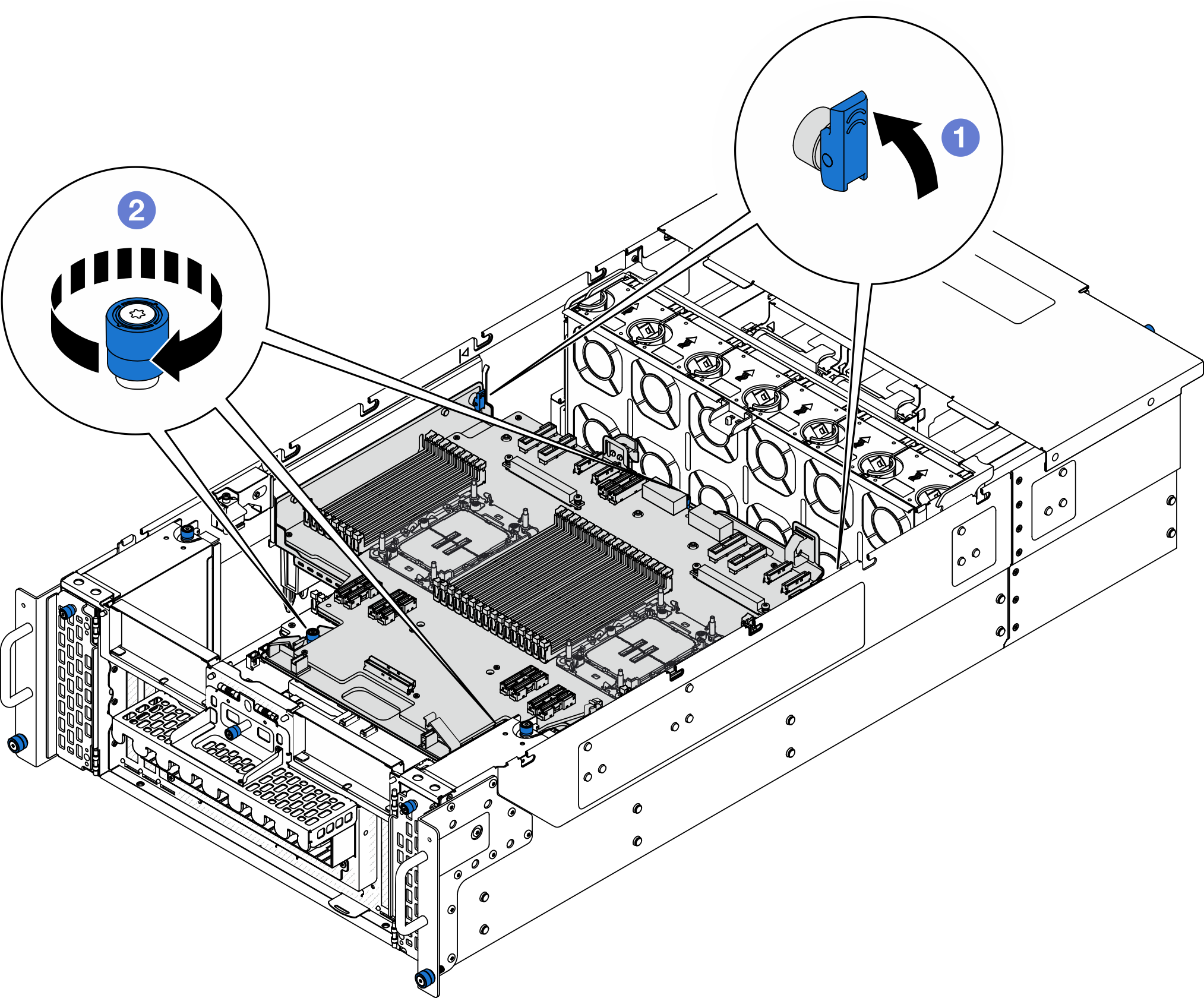 Securing upper processor board (CPU BD)