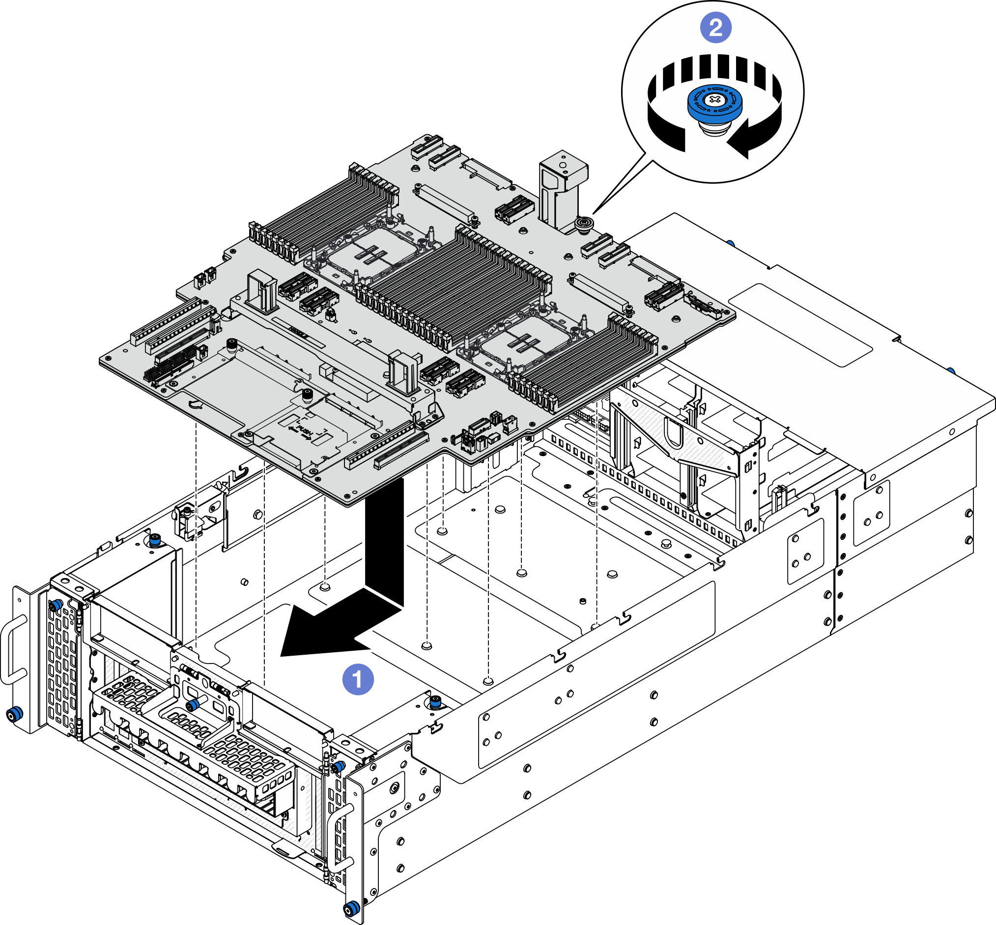 Lower processor board (MB) installation