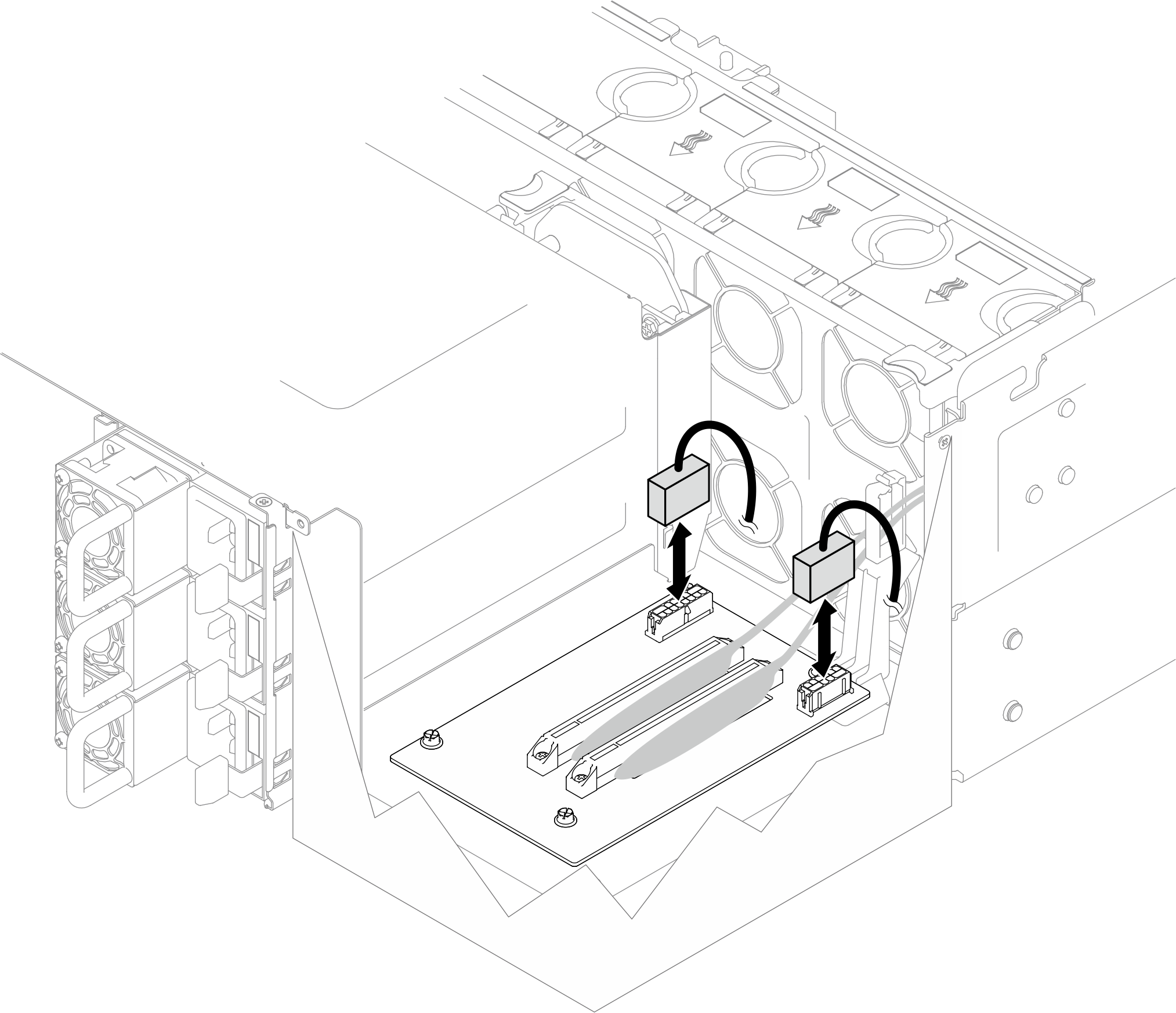 Connecting power cables (Gen 5 riser card)