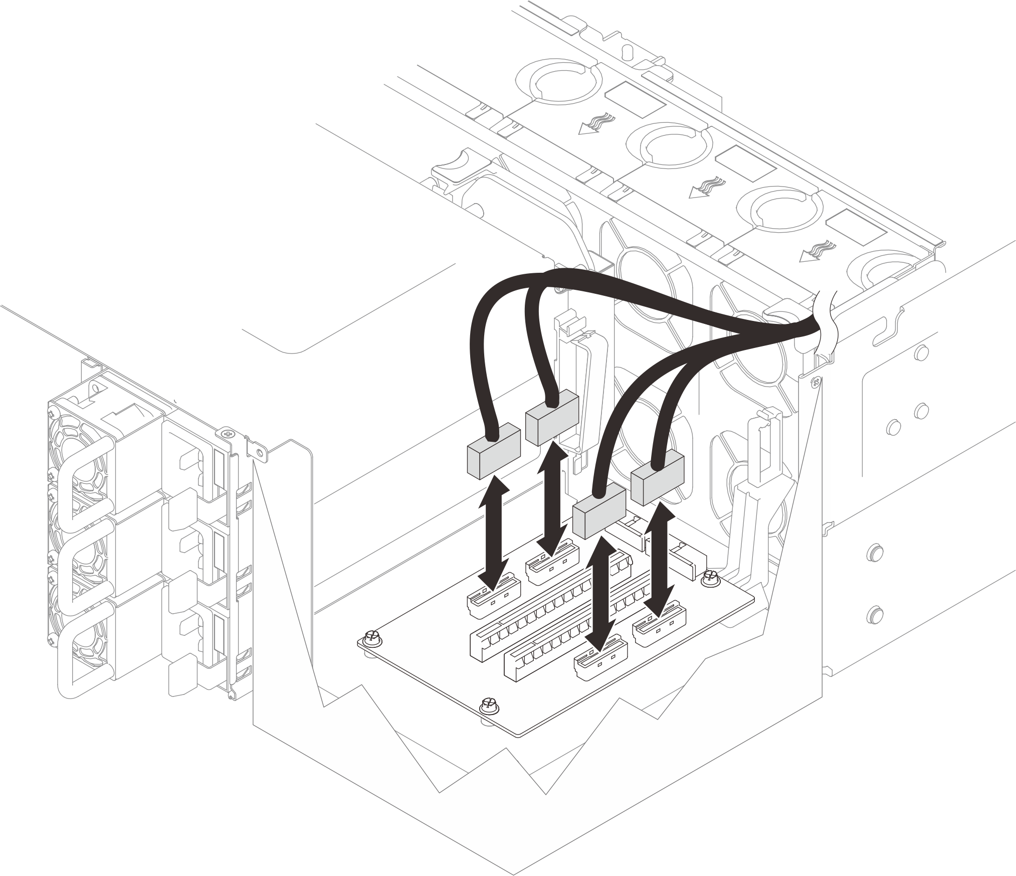 Connecting PCIe riser cables