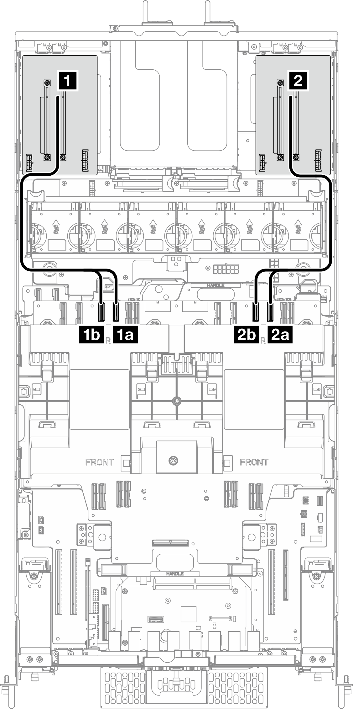 Gen 5 riser card signal cable routing to upper processor board (CPU BD)