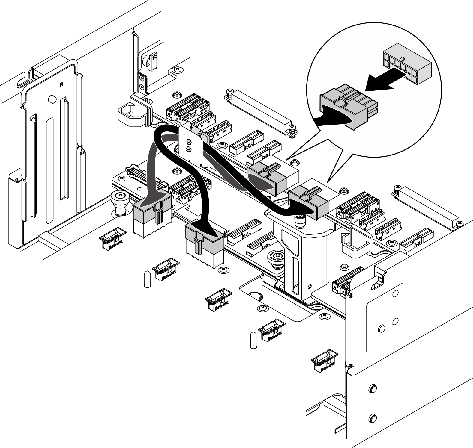 Disconnecting upper processor board (CPU BD) power cables