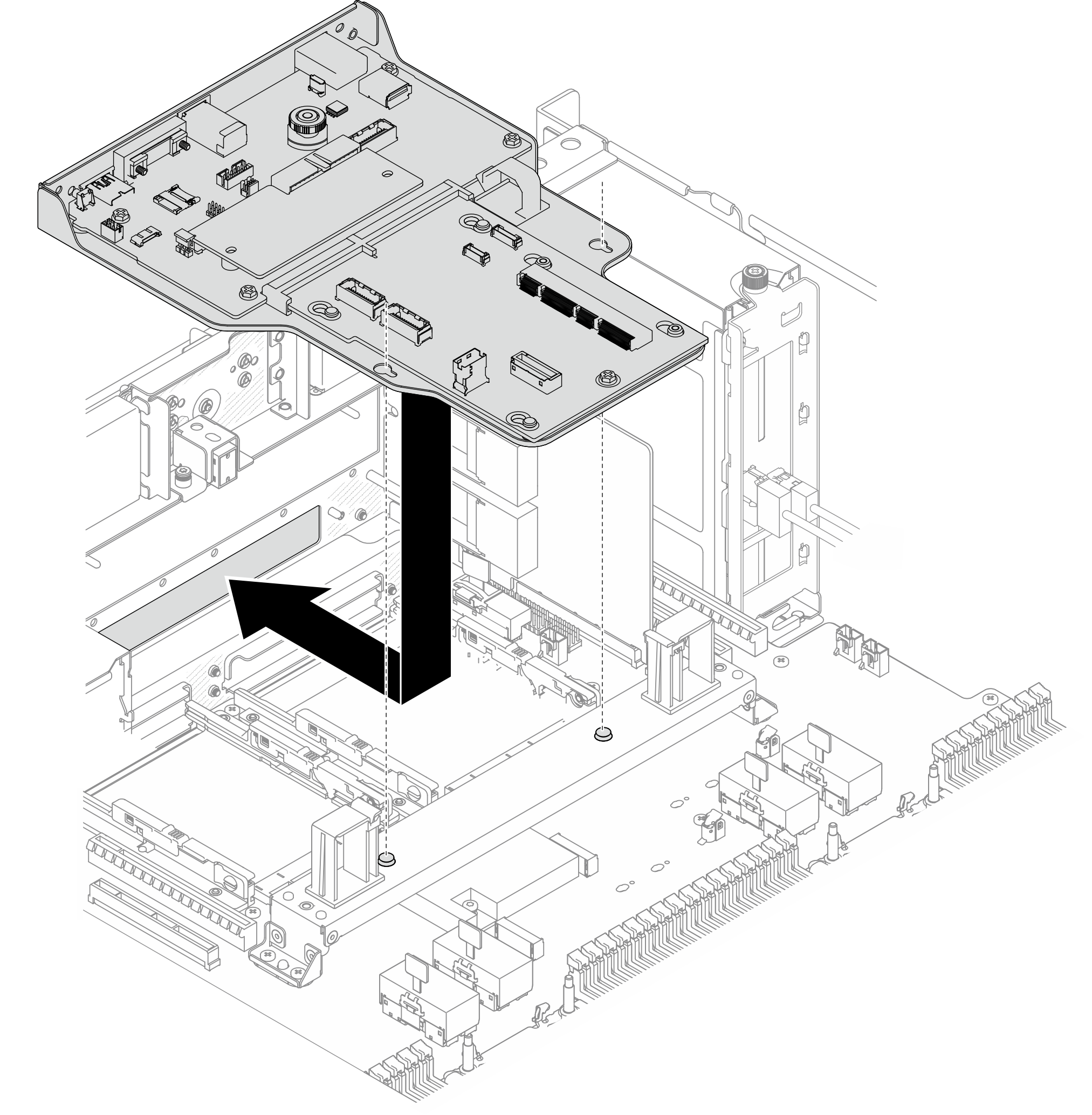 Installing system I/O board and interposer assembly