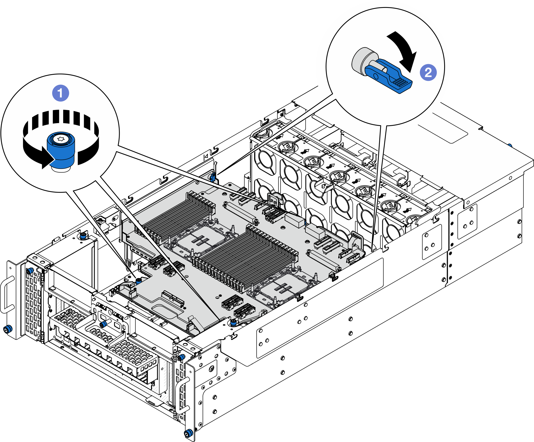 Disengaging upper processor board (CPU BD)