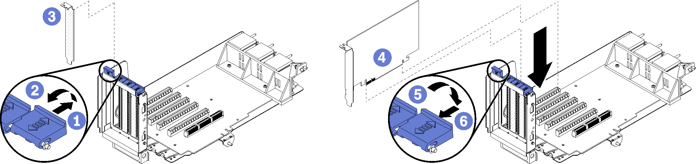 Slot 1 to 4 adapter installation