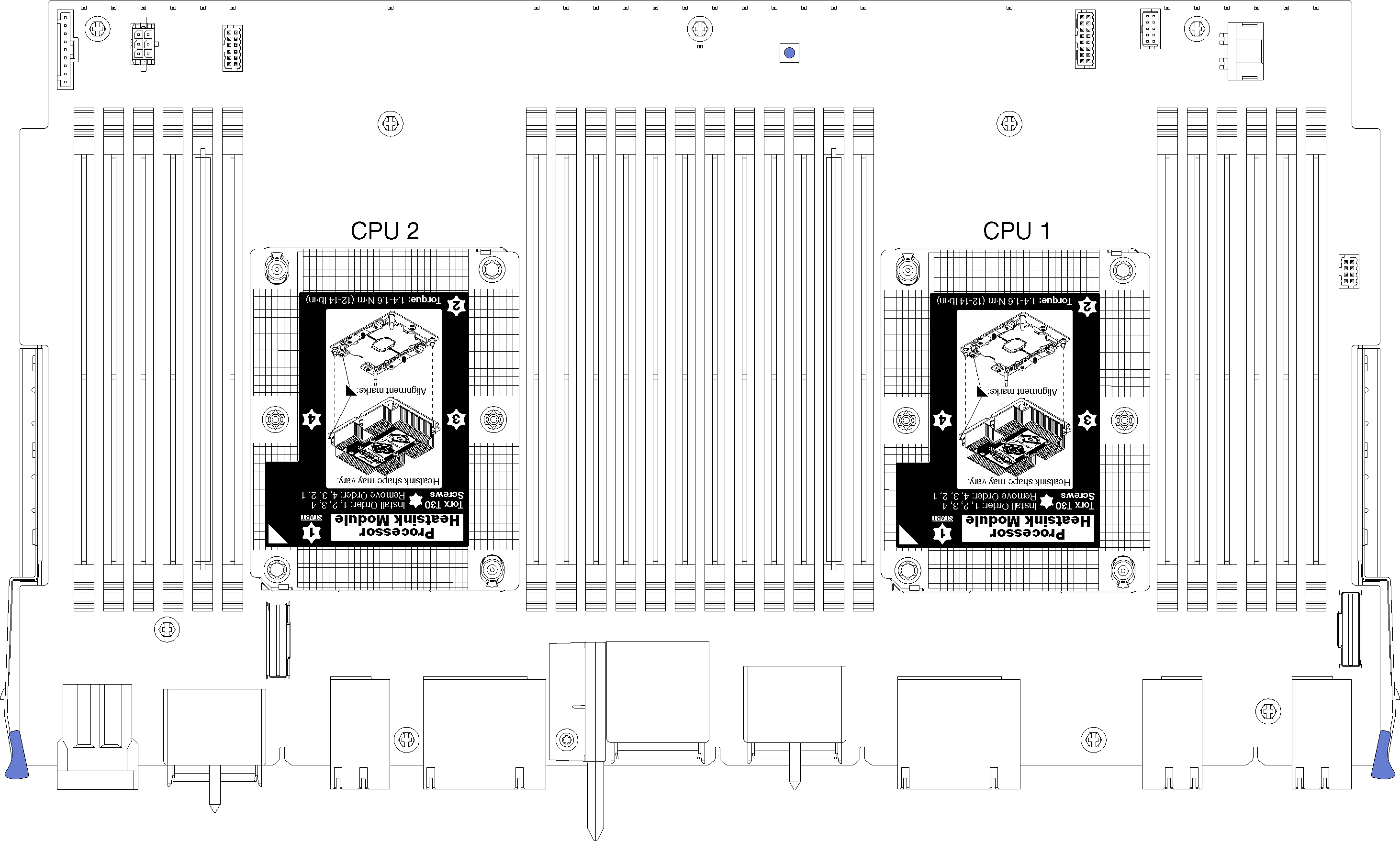 System board processor locations