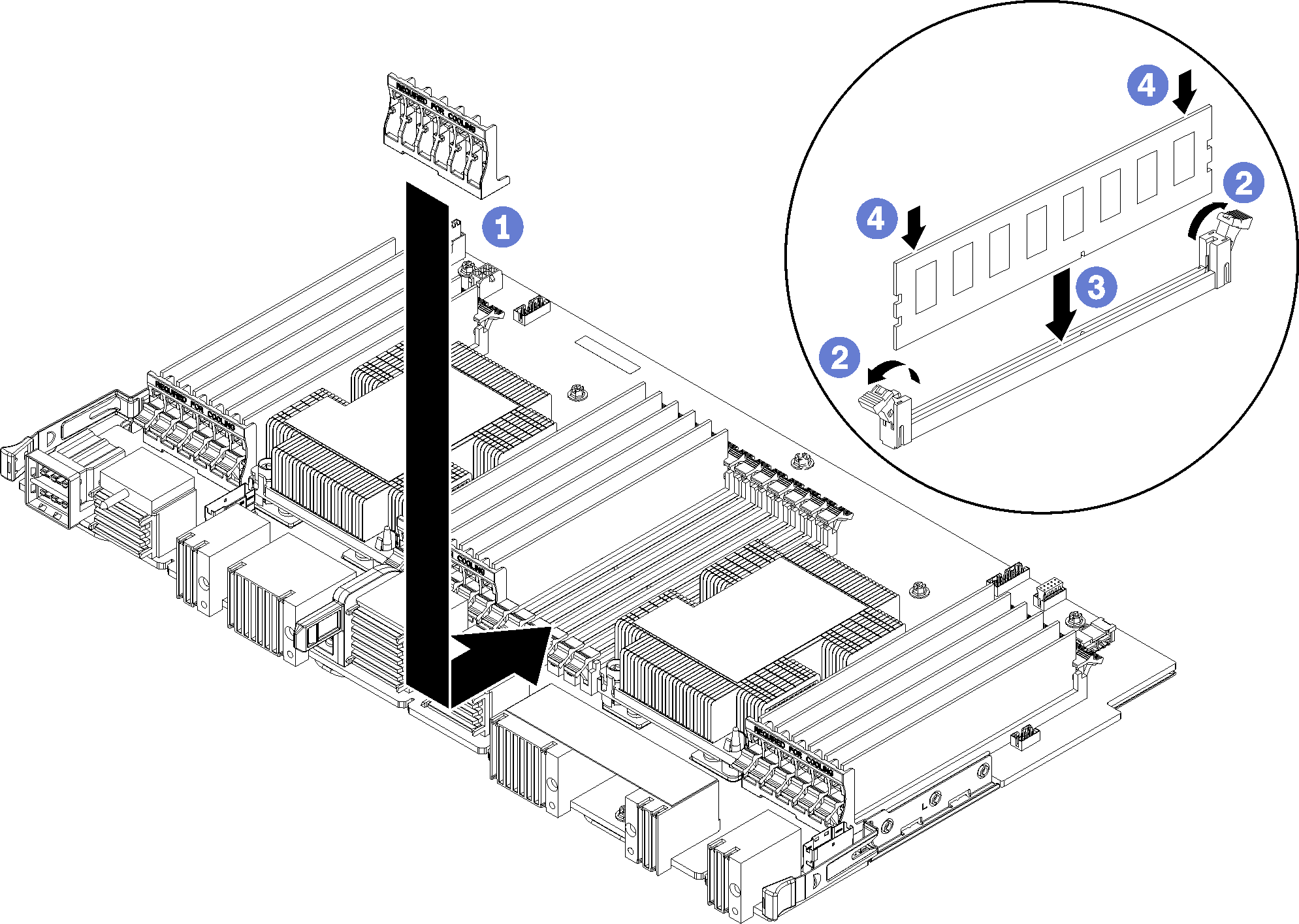 Memory air baffle installation