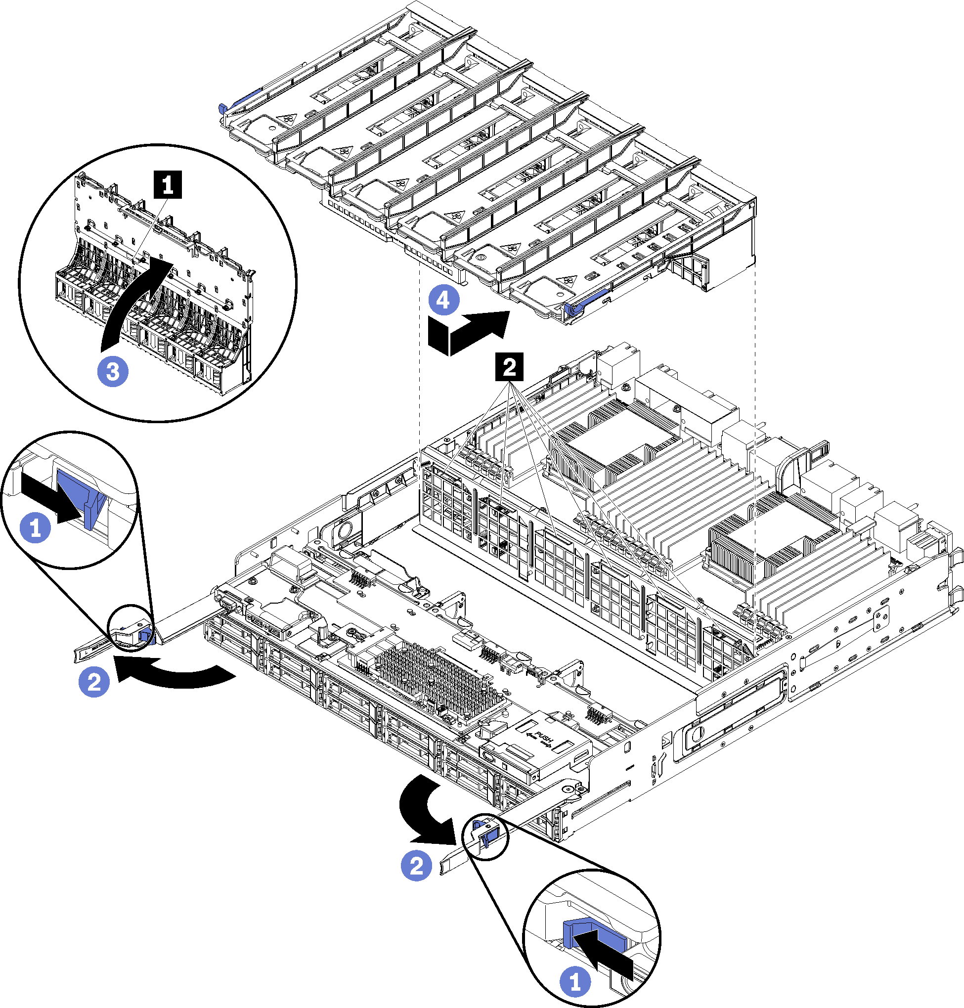 Upper fan cage installation