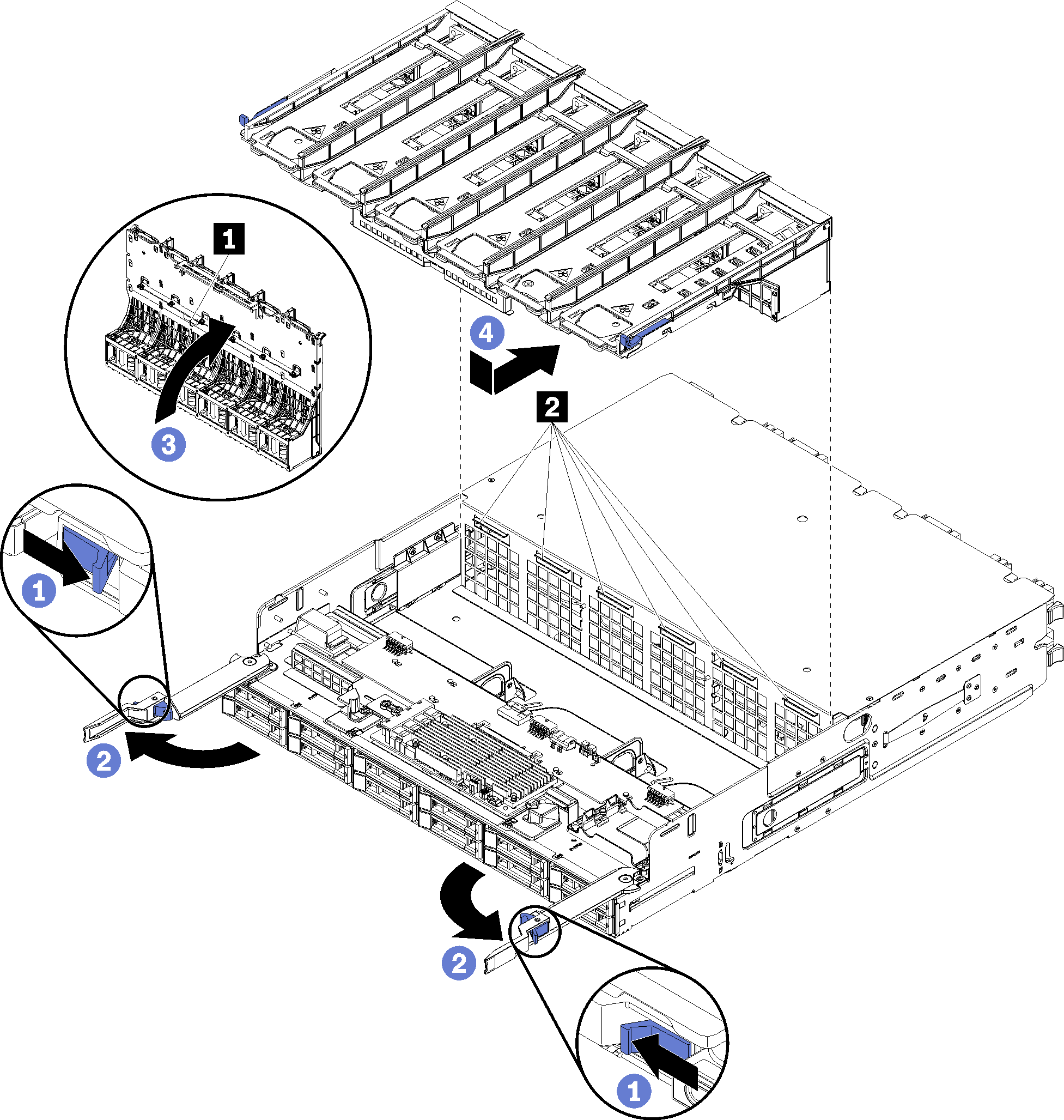 Upper fan cage installation