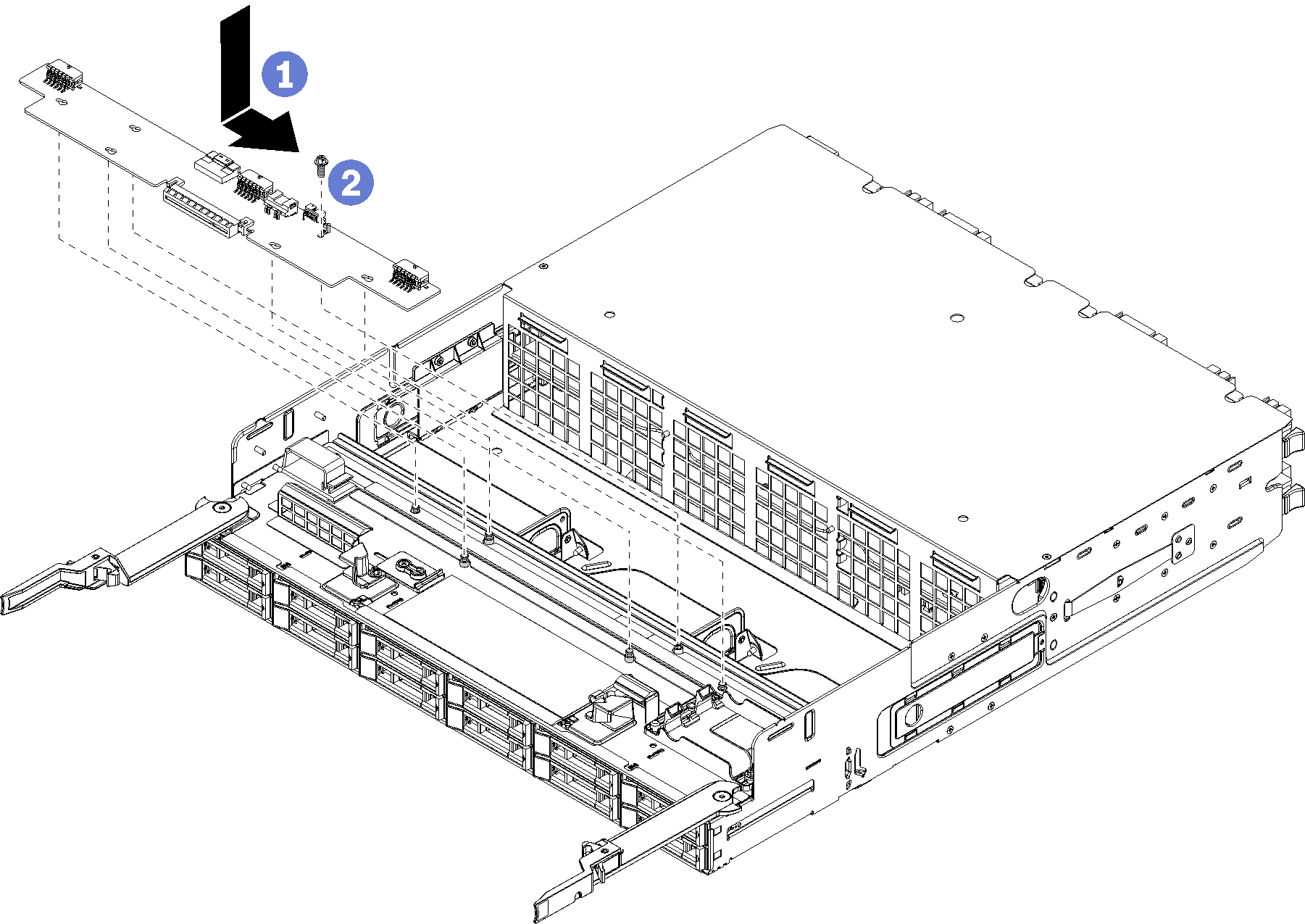 Upper storage interposer installation