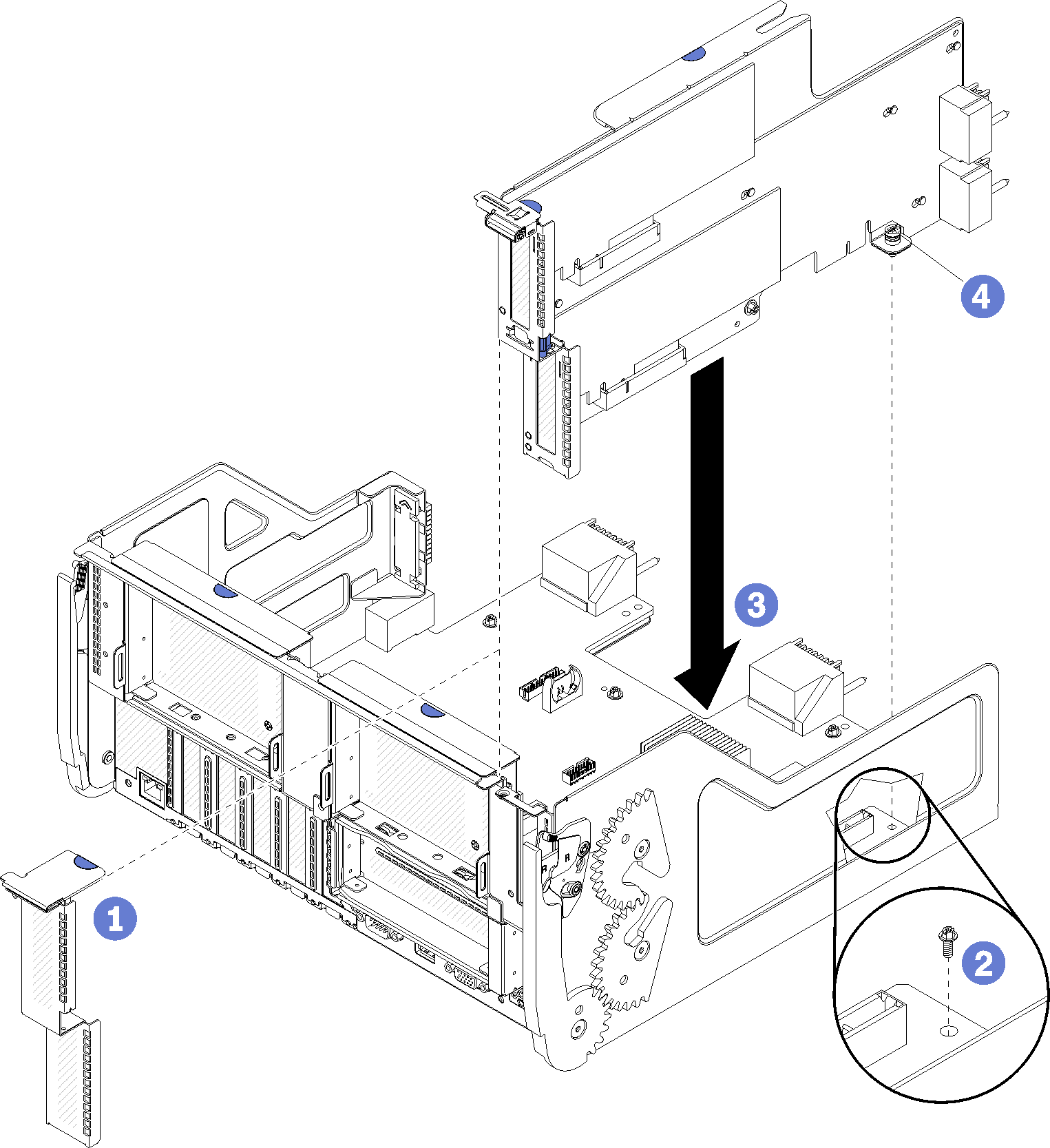 Riser for slot 16 to 17 installation