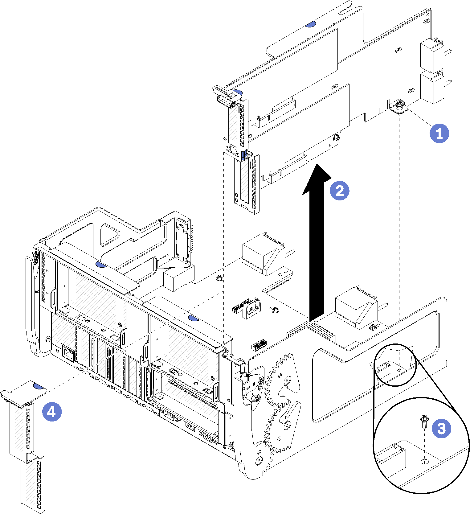 Riser for slot 16 to 17 removal