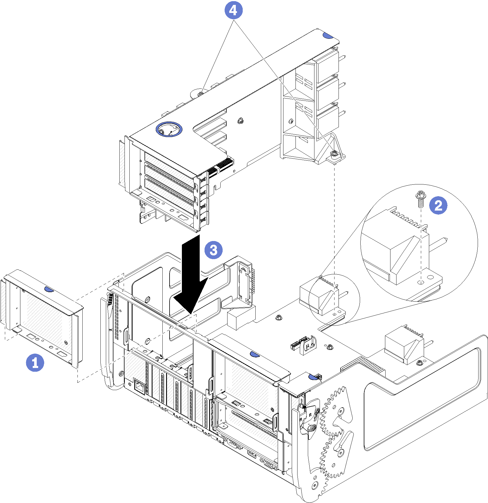 slot 1 to 4 riser installation