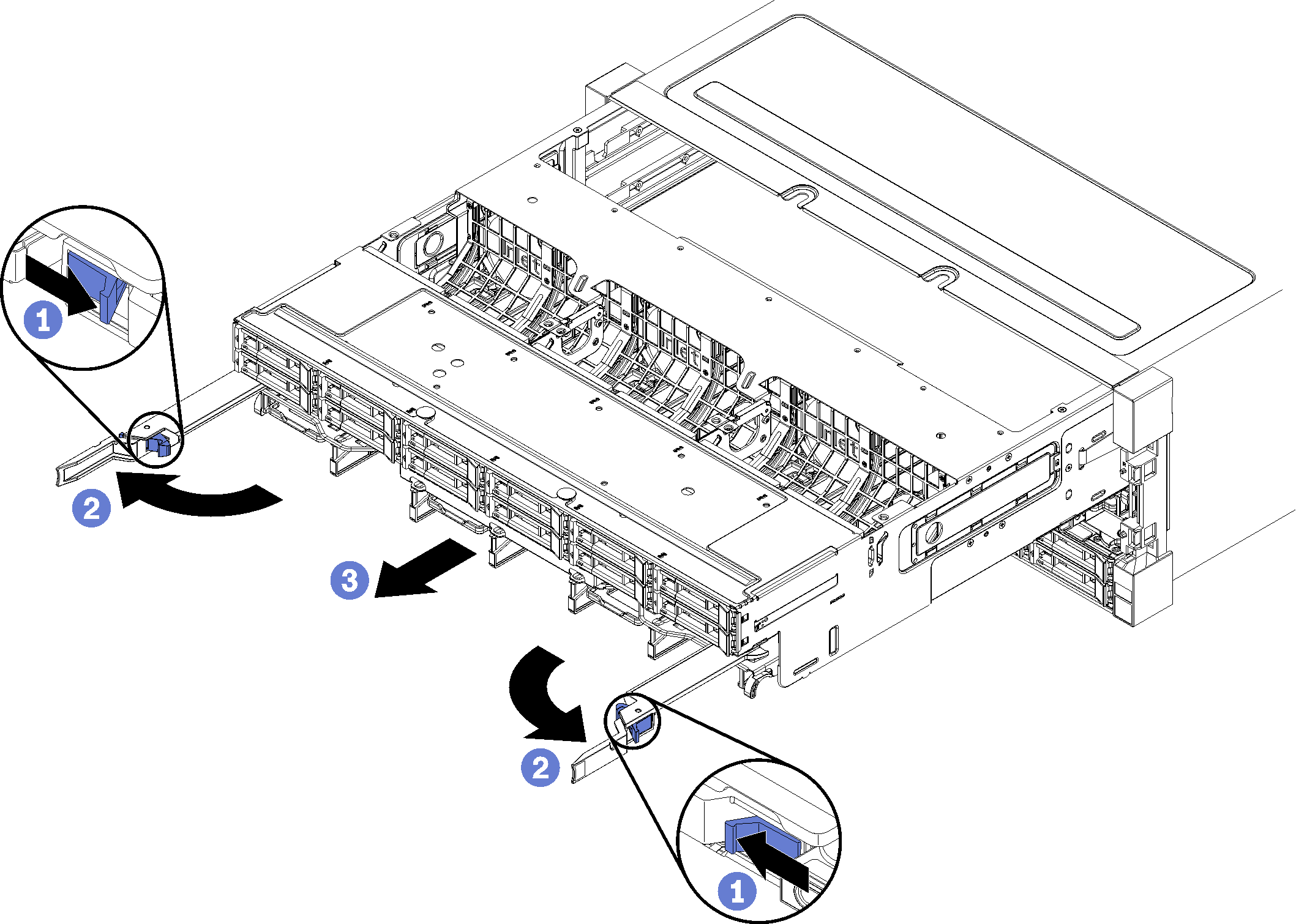 Remove storage tray to stop position