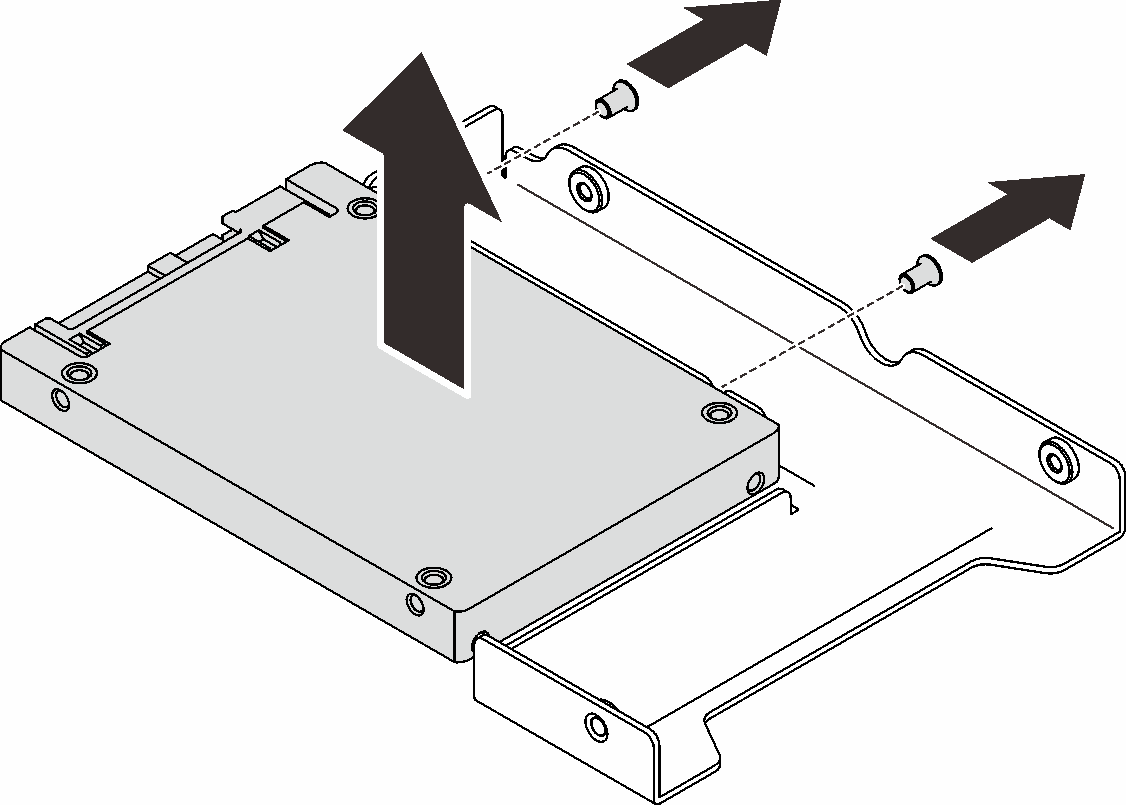 Removing the 2.5-inch drive from the drive adapter