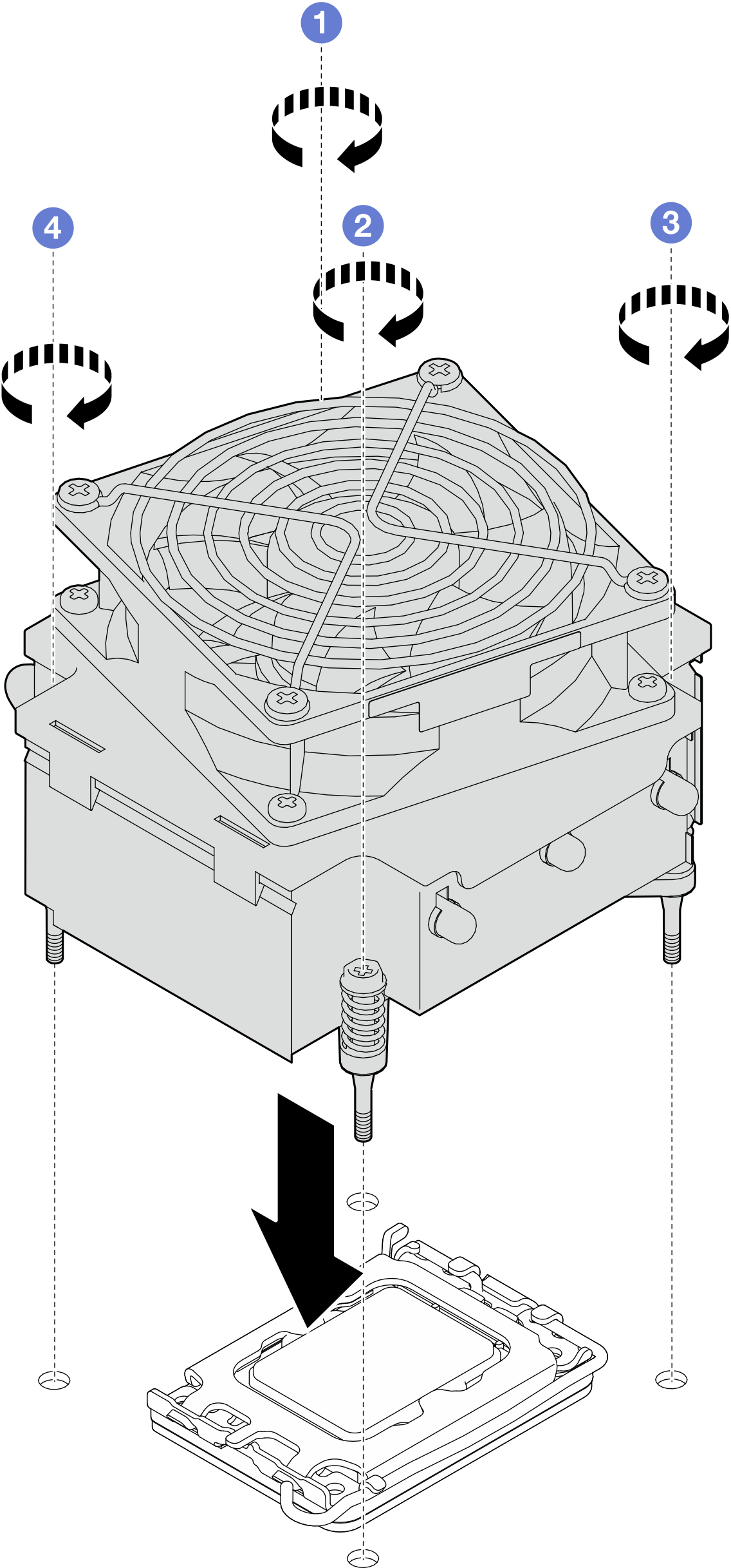Installing the heat sink and the fan module