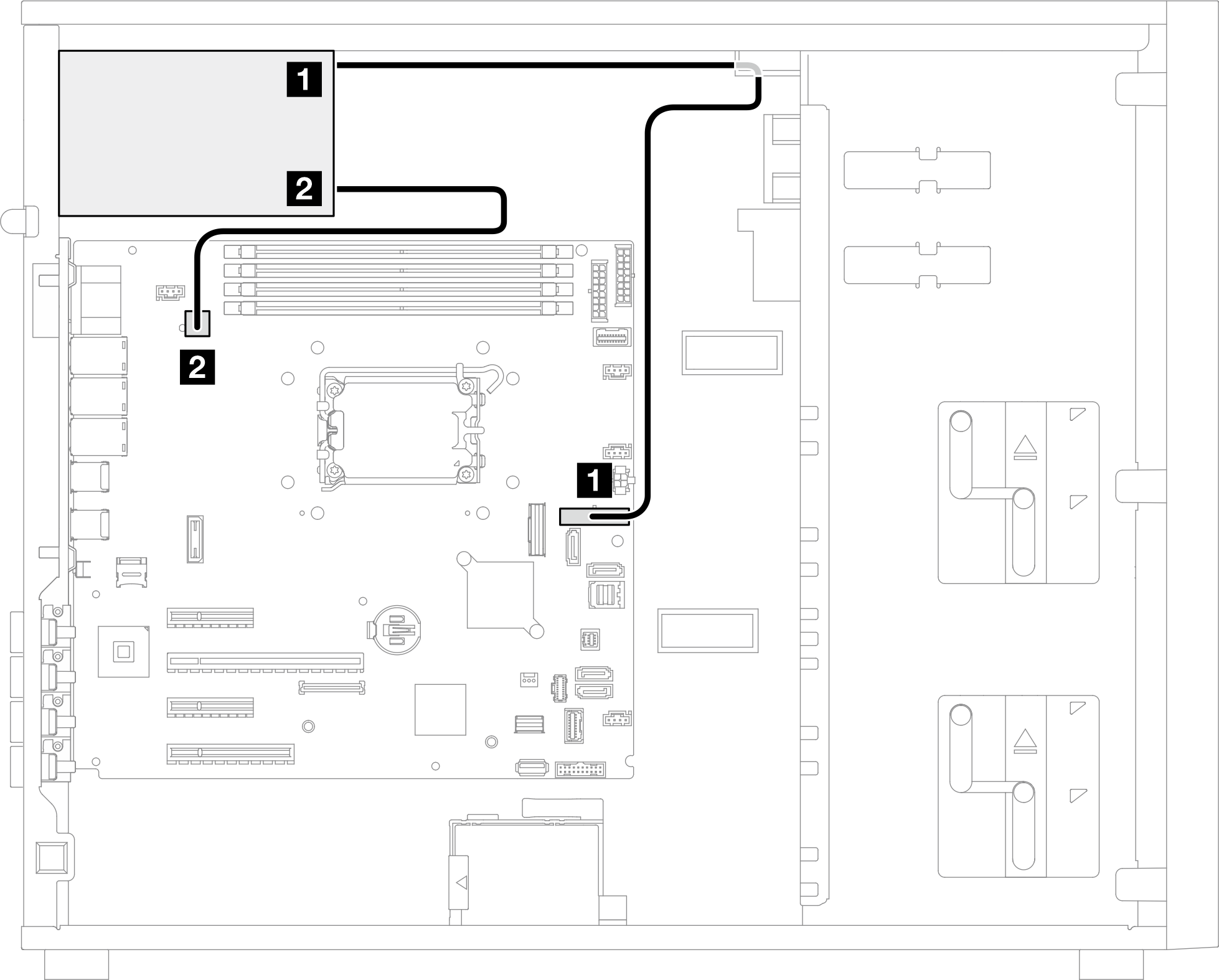 cable routing for the fixed power supply