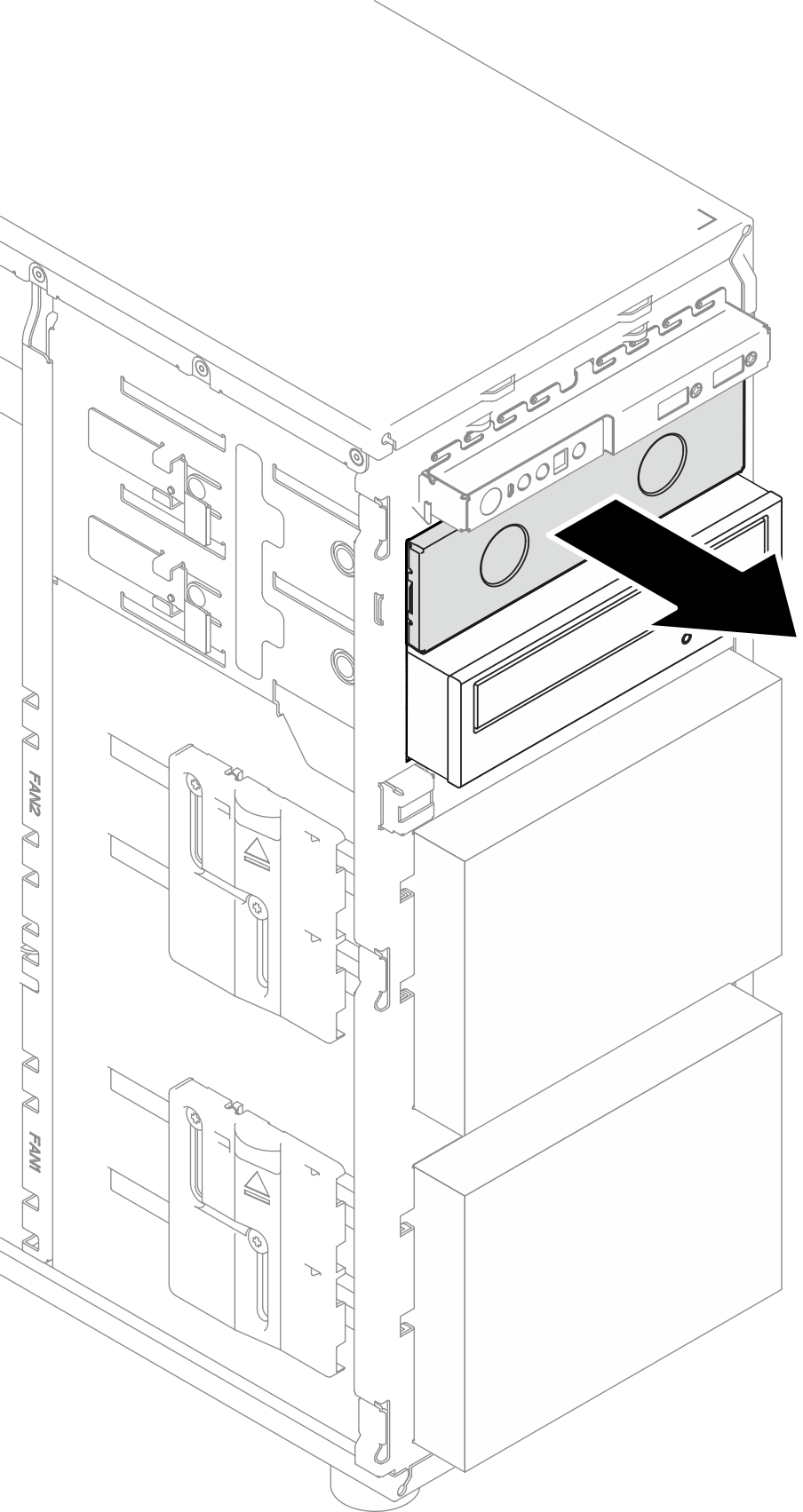 Removing the EMI shield from the optical drive bay