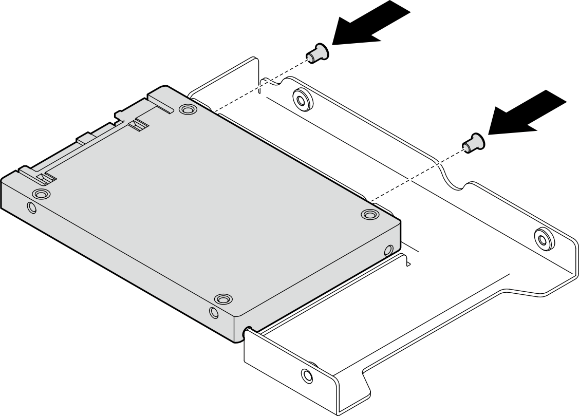 Installing the screws to secure the drive to the drive adapter