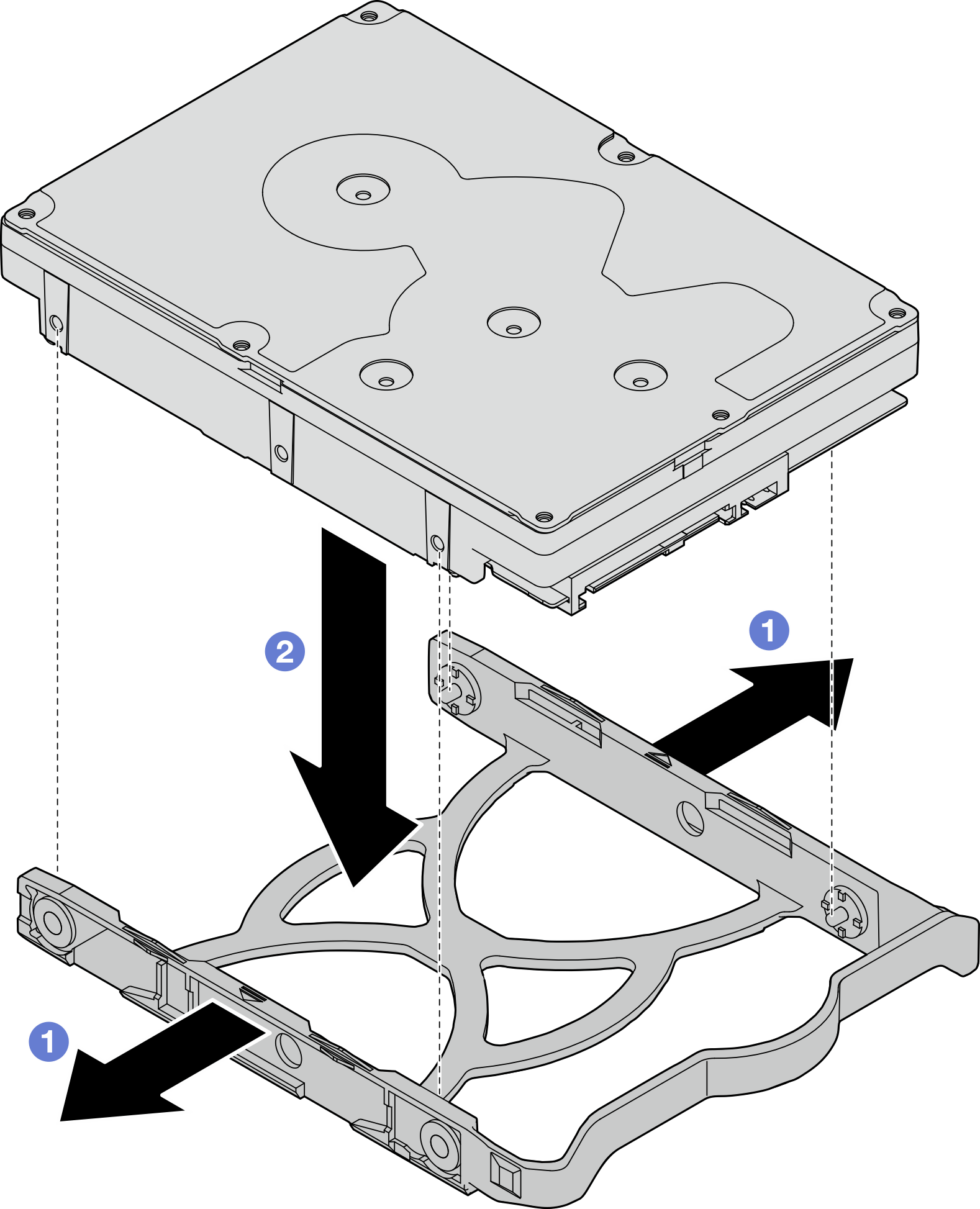 Installing a 3.5-inch drive into the retainer