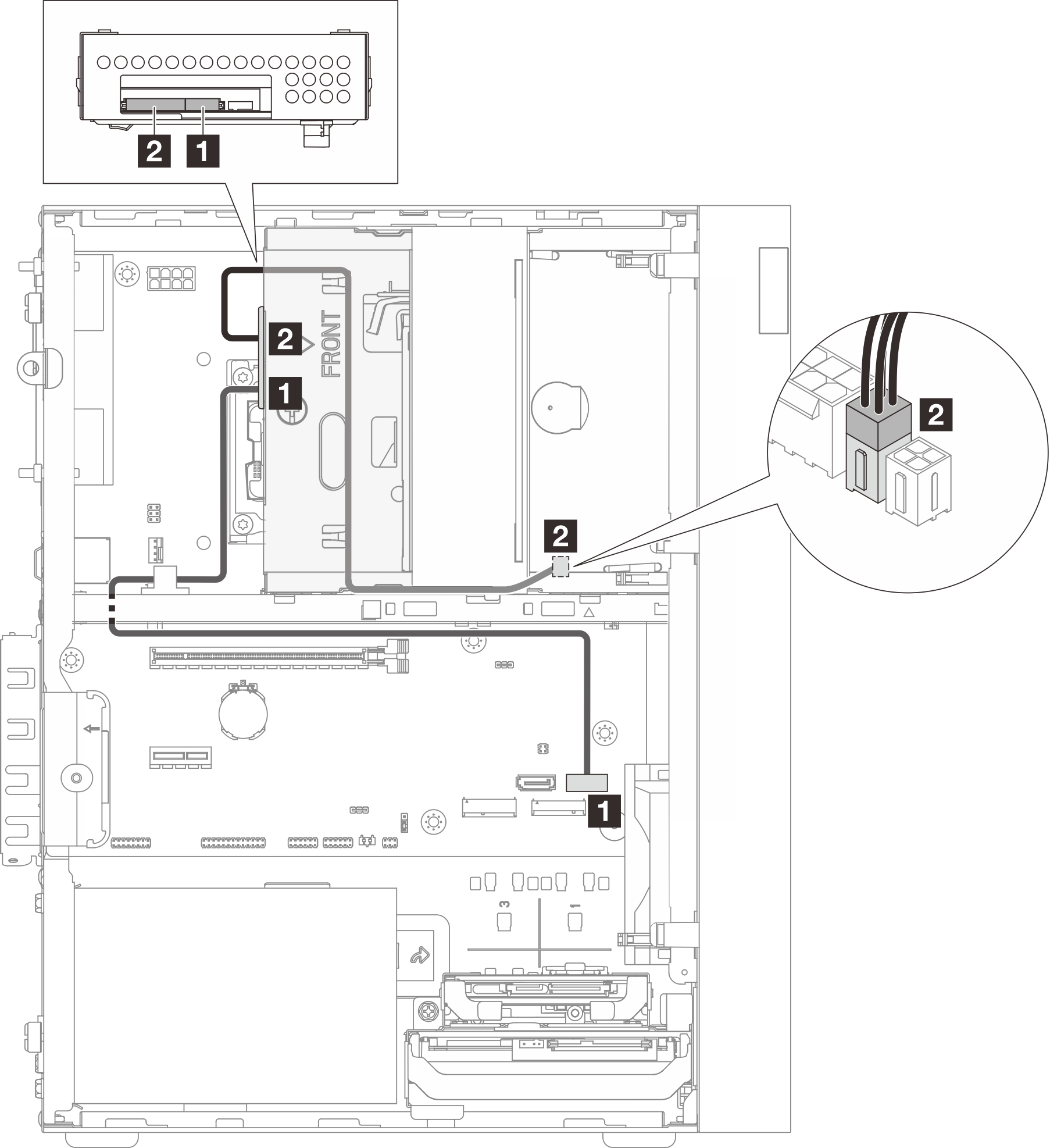 Cable routing for bay 2 drive