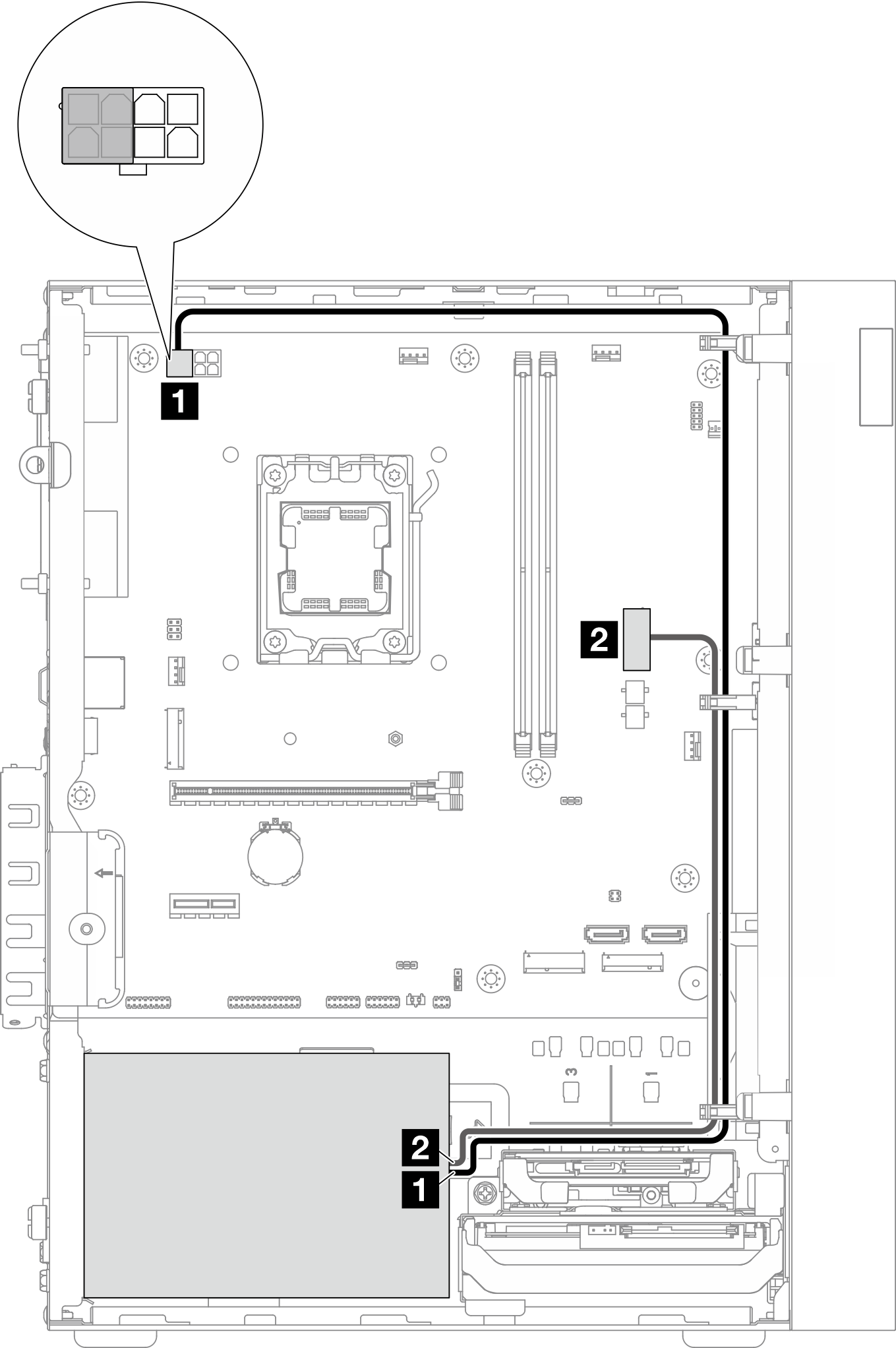 Cable routing for PSU