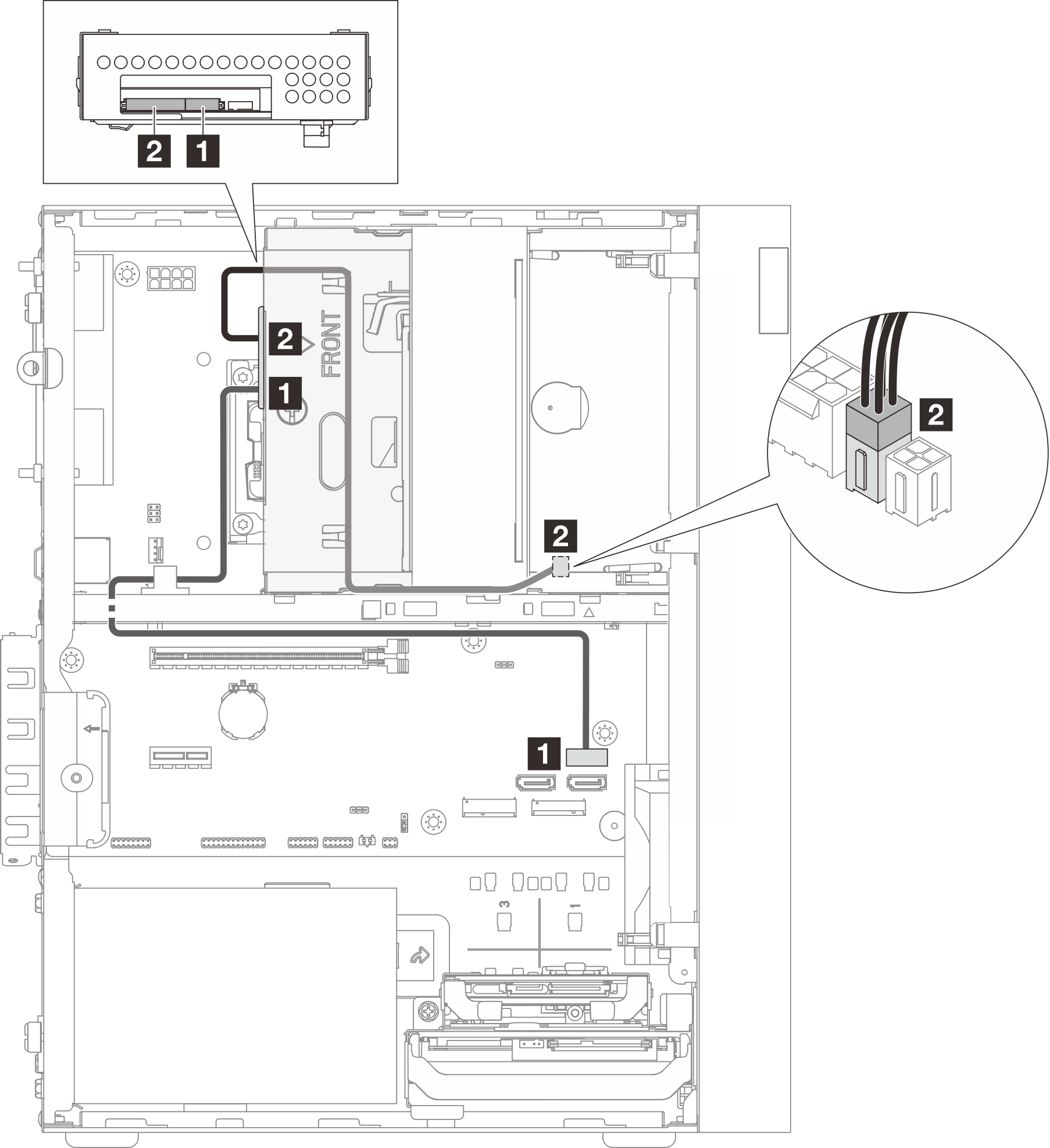 Cable routing for bay 2 drive