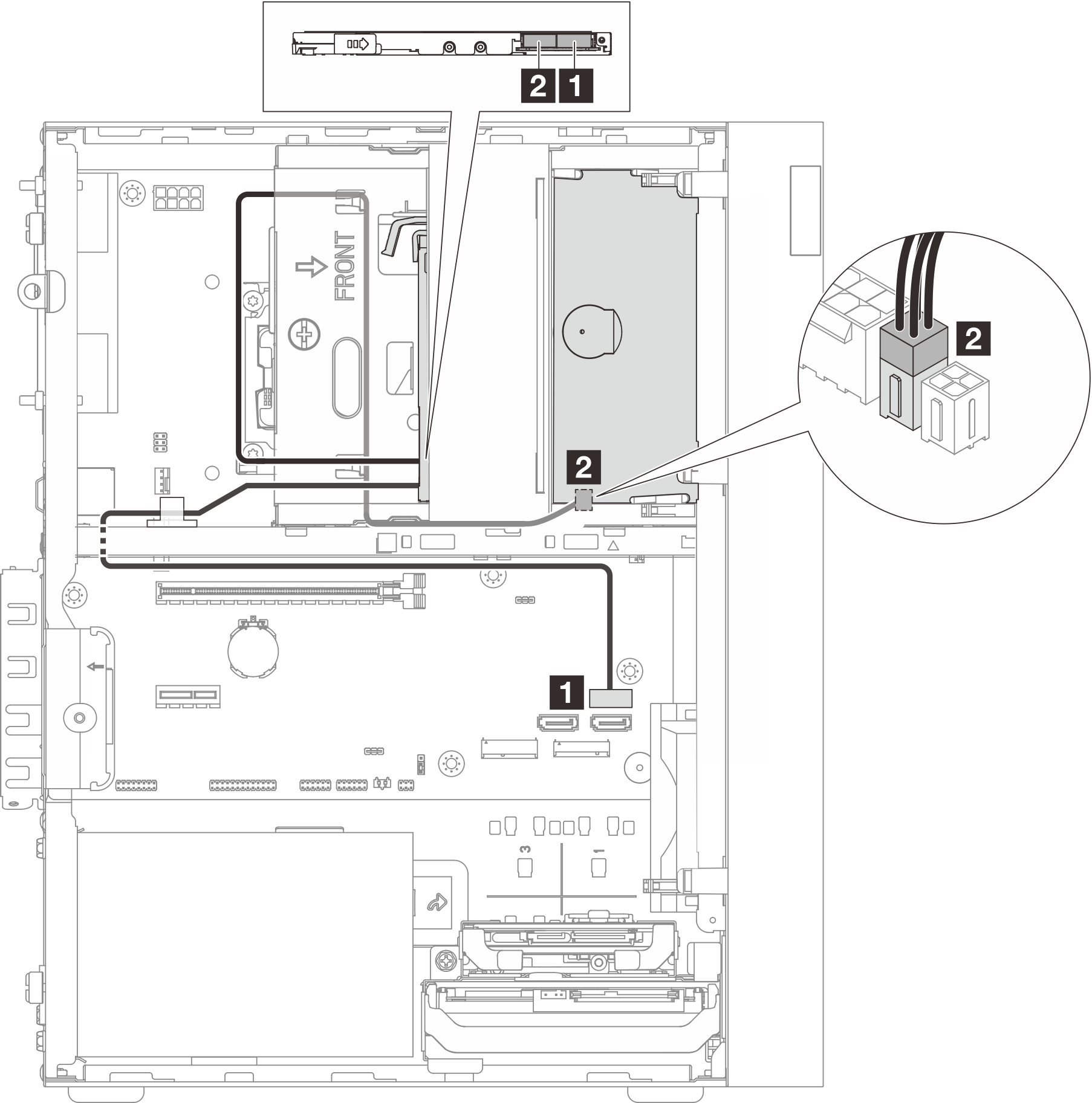 Cable routing for optical disk drive