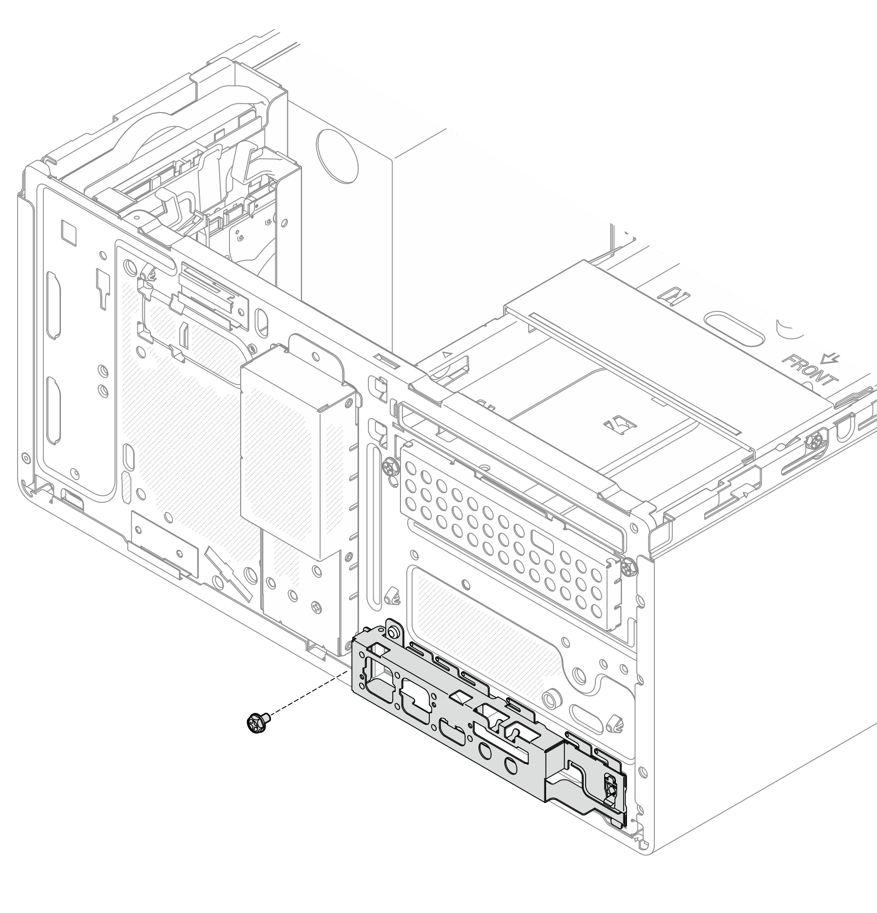 Securing the front I/O bracket to the chassis