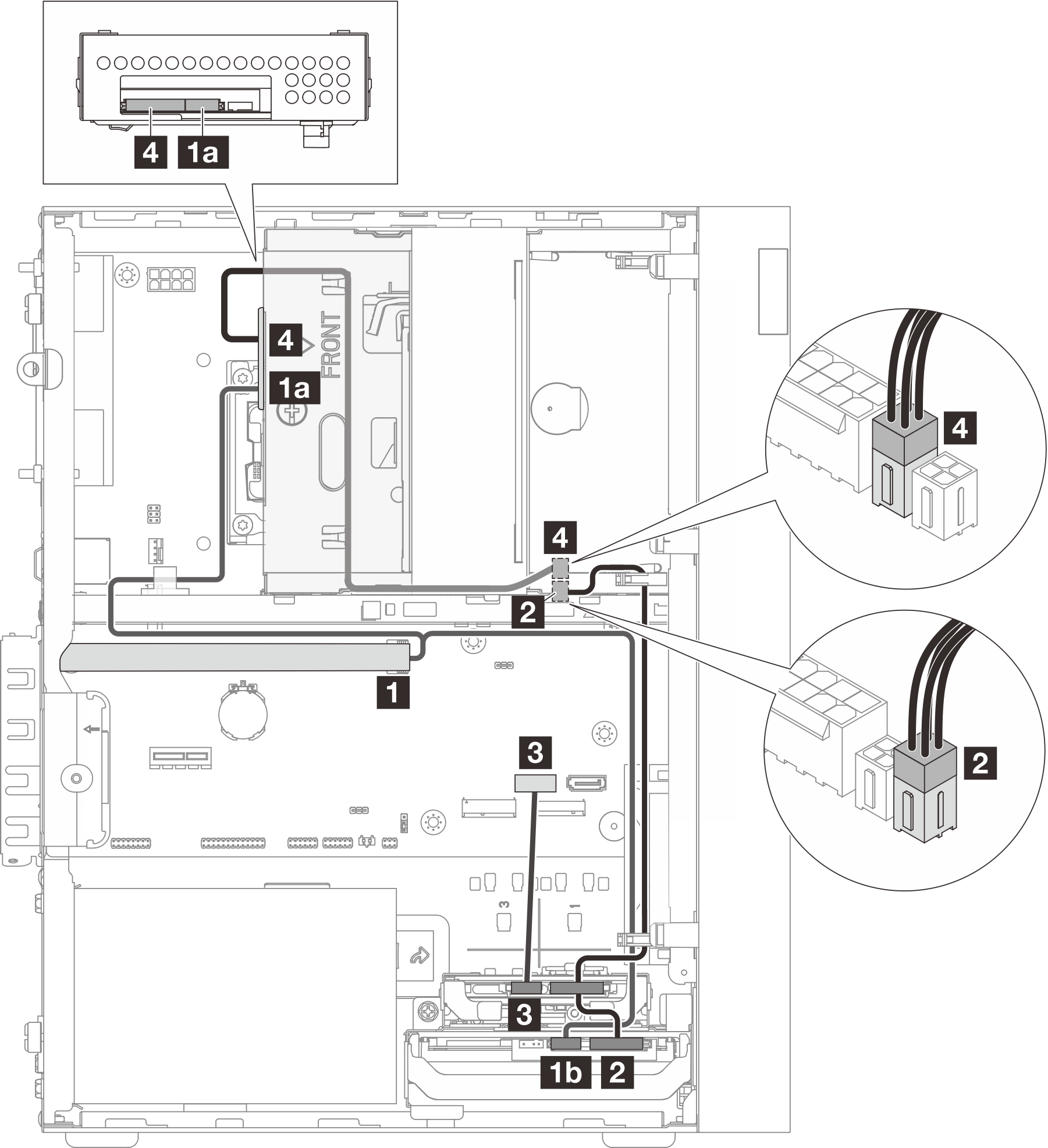 Cable routing for two drives with the RAID adapter