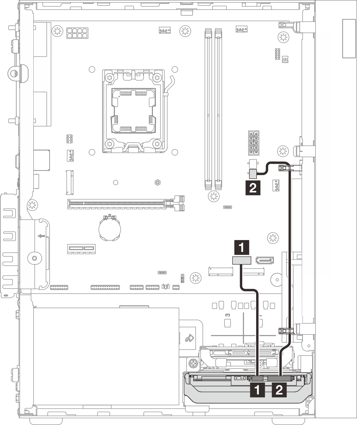 Cable routing for bay 0 drive