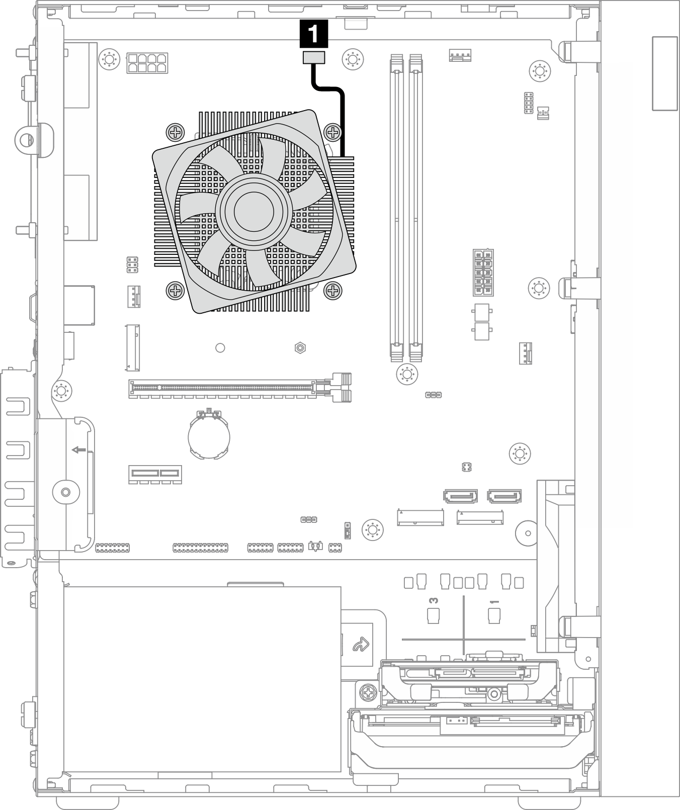 Cable routing for the heat sink and fan module