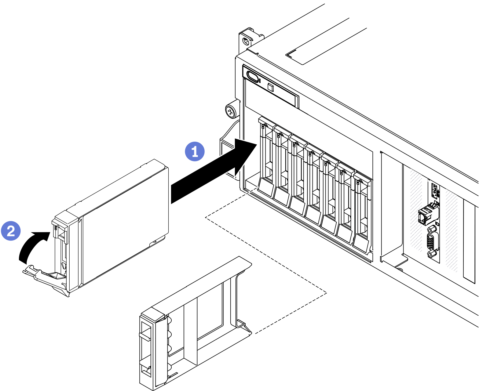 Instalar uma unidade hot-swap de 2,5/3,5 polegadas | ThinkSystem ST45 ...