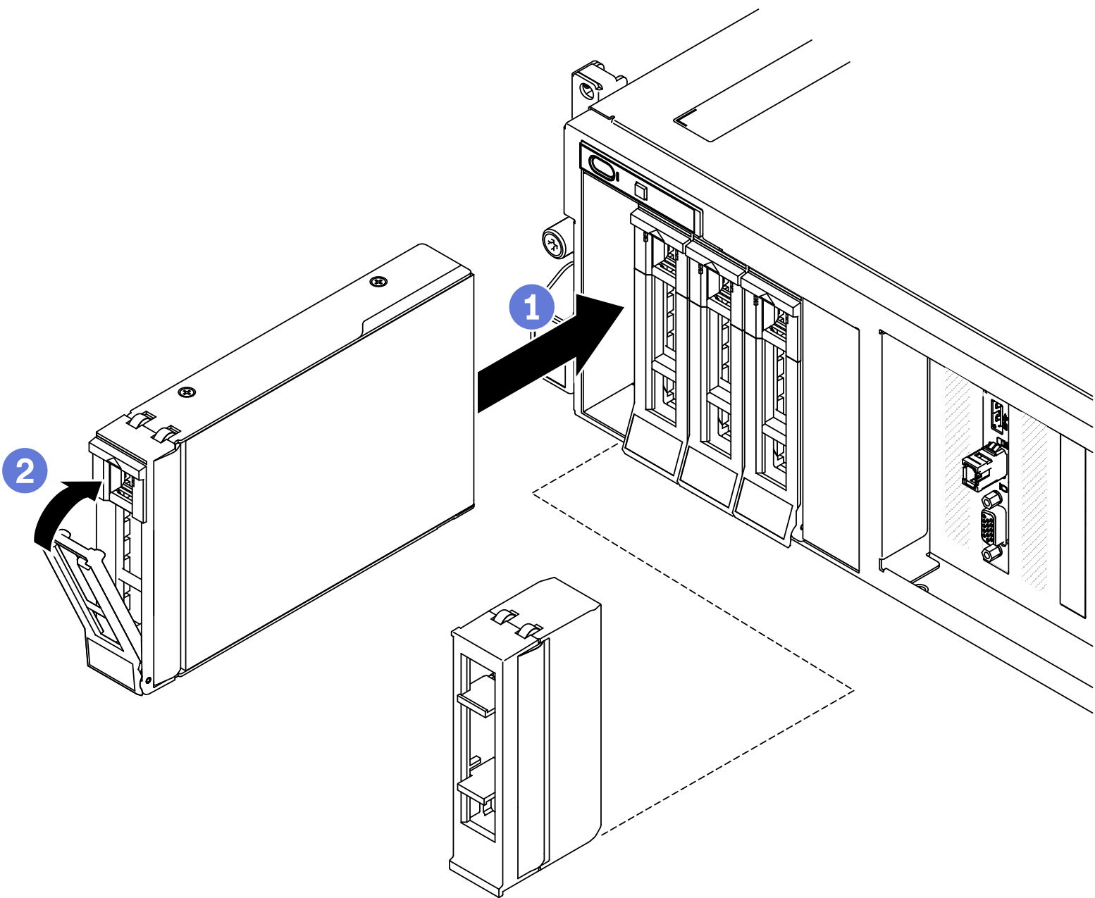 Instalar uma unidade hot-swap de 2,5/3,5 polegadas | ThinkSystem ST45 ...