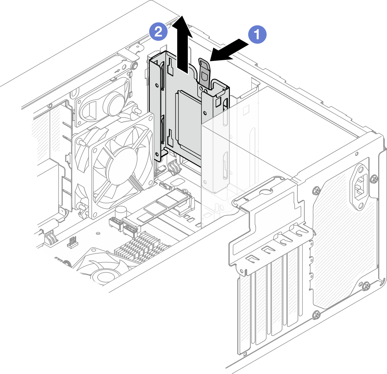 Removing drive cage from drive bay 1