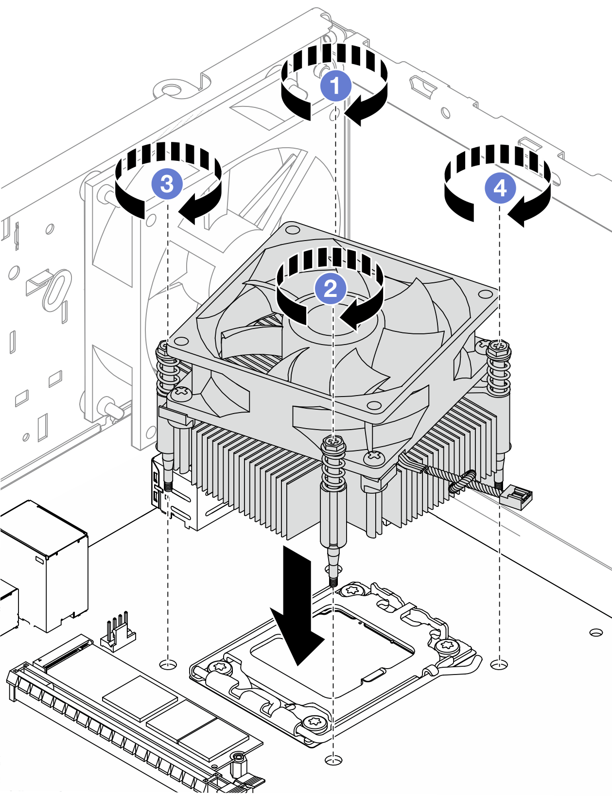 Installing the heat sink and fan module