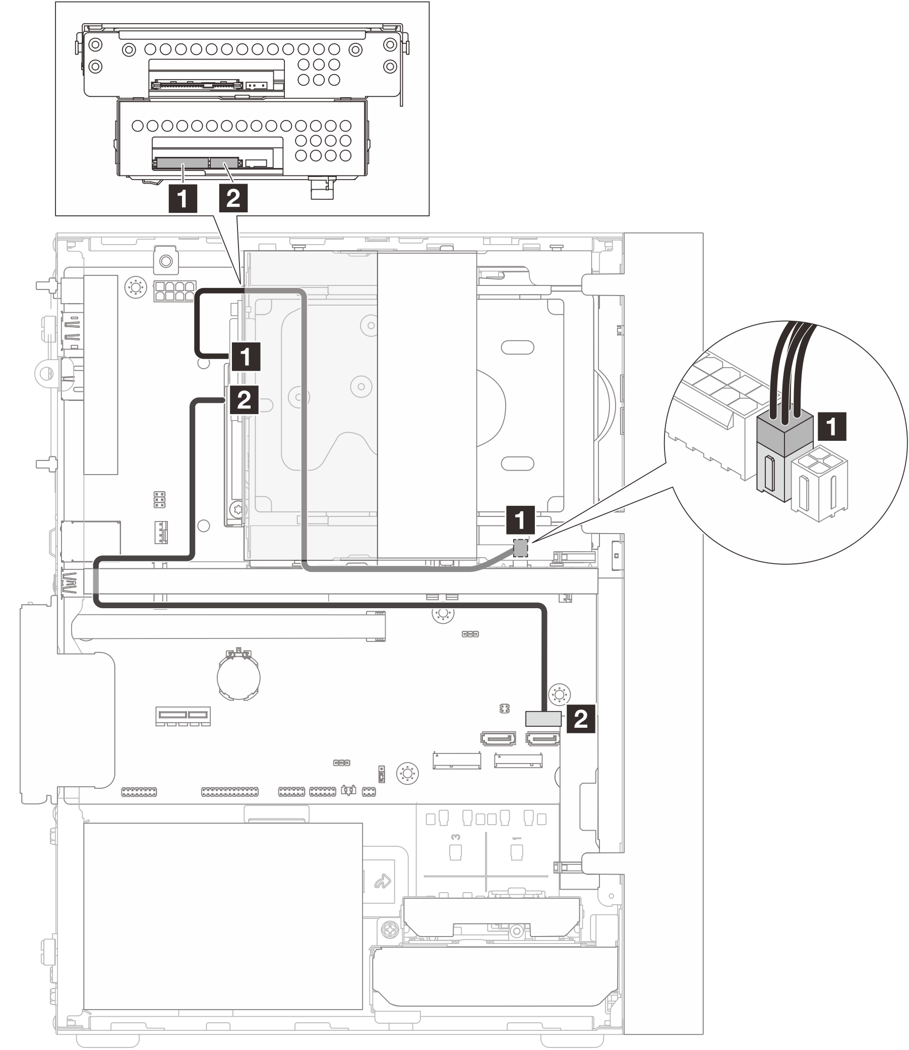 Cable routing for bay 3 drive