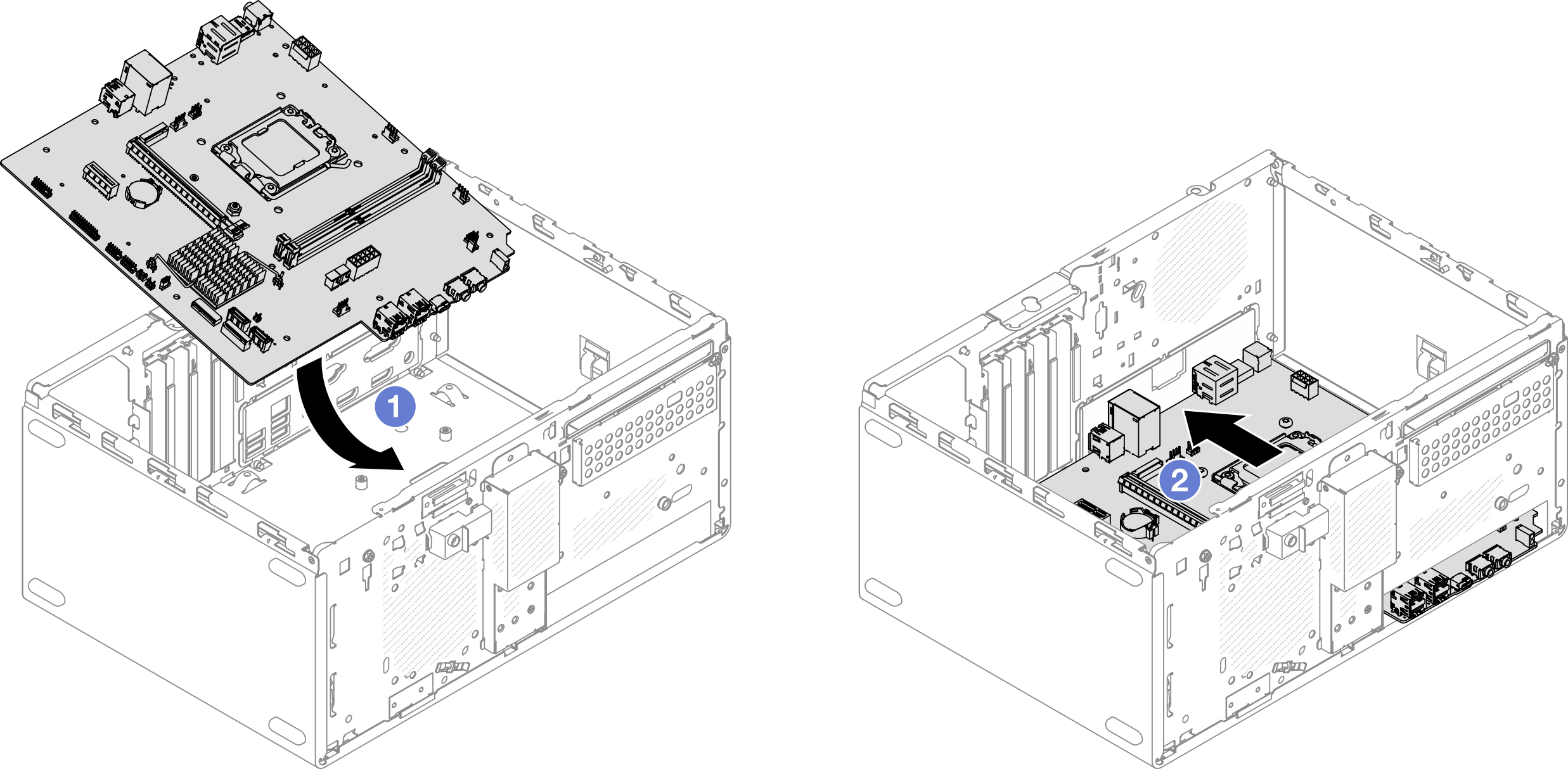 Installing the system board into the chassis