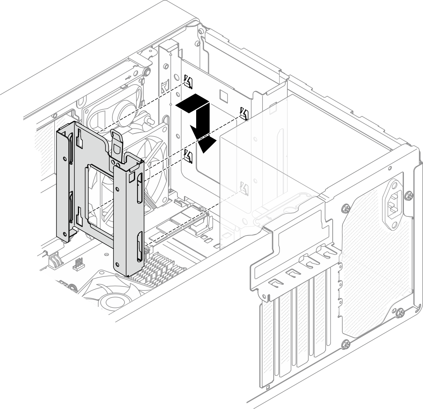 Installing the bay 1 drive cage