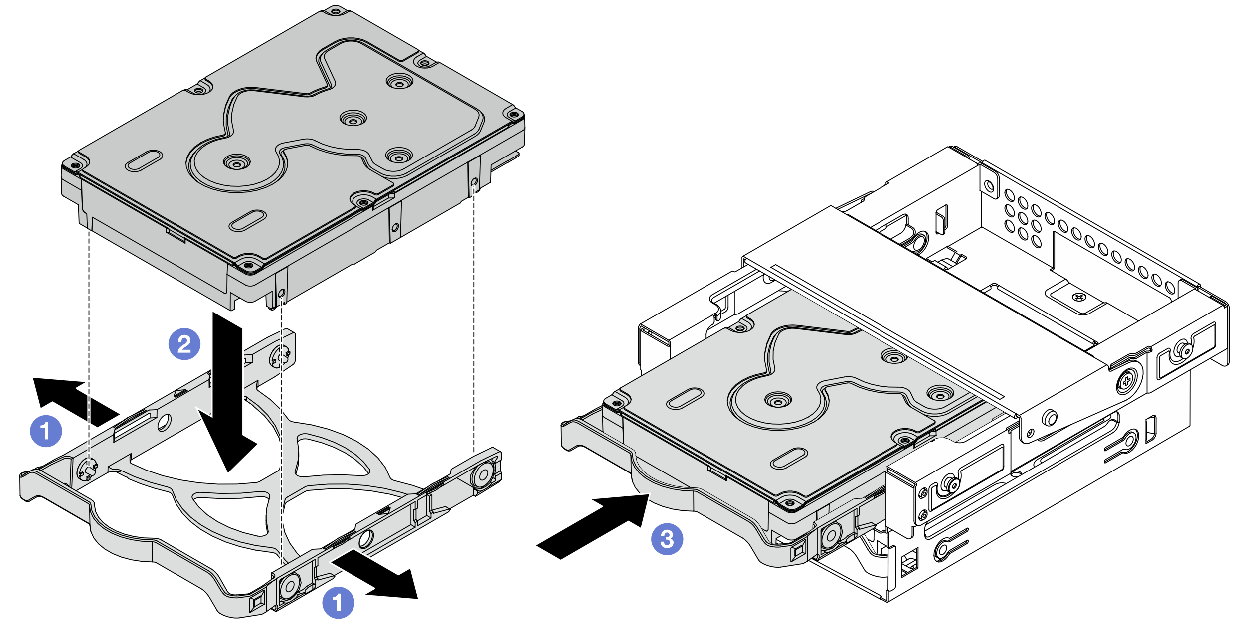 Installing a 3.5-inch drive to the bay 3 drive cage