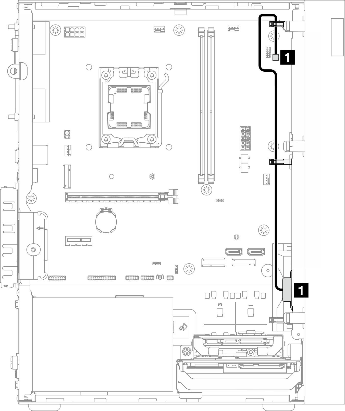 Cable routing for the mono amplifier