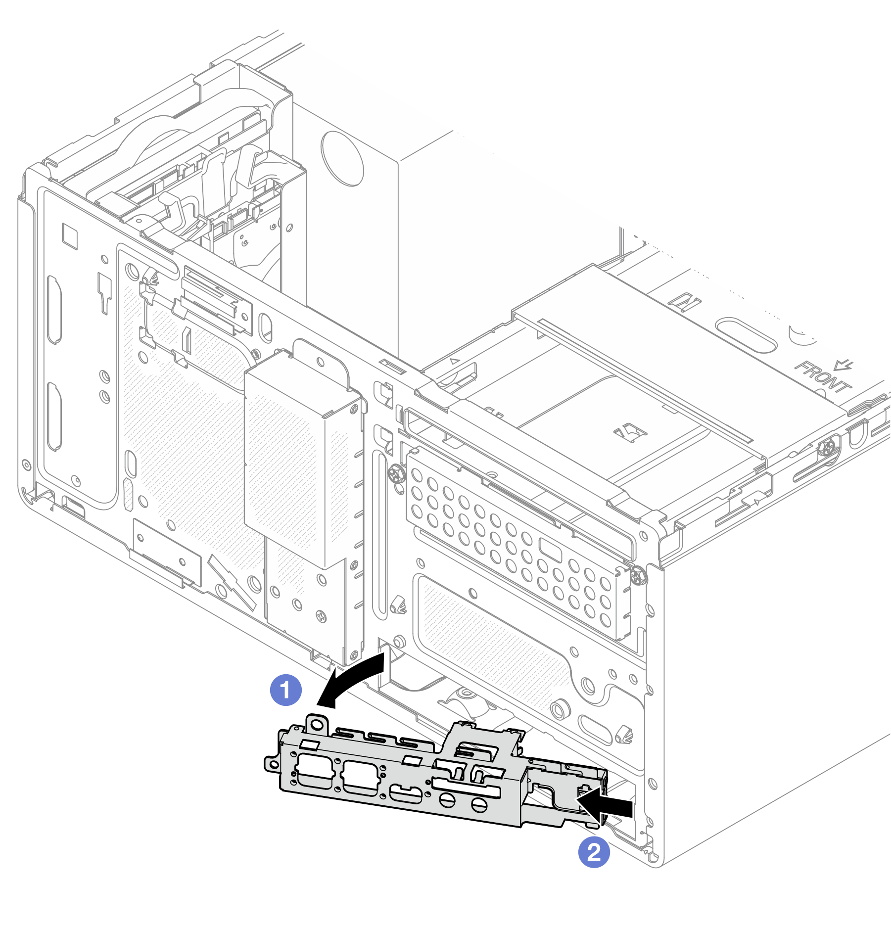 Removing the front I/O bracket from the chassis