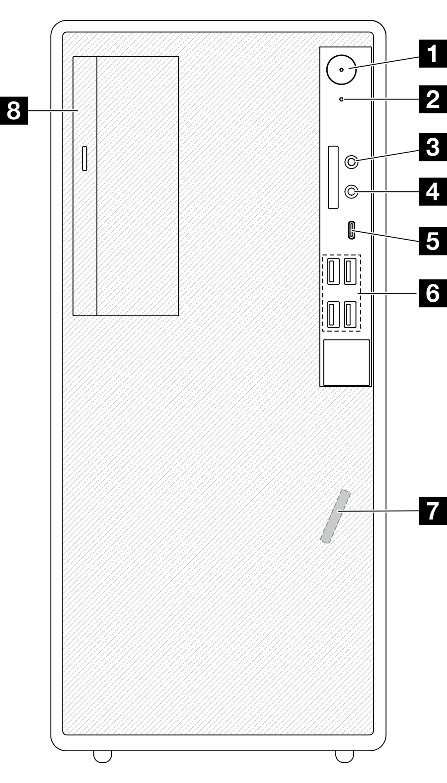 Front view of the sever components