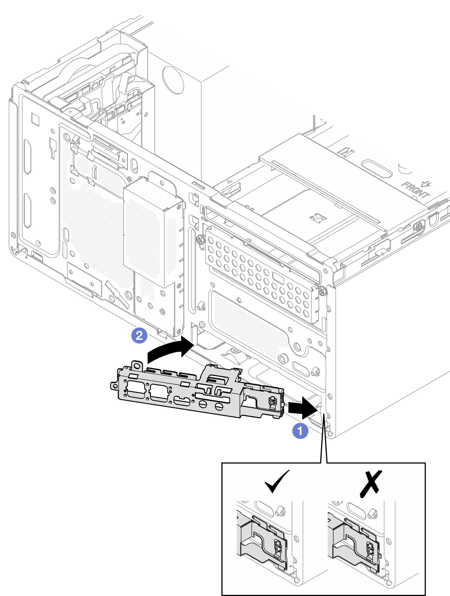 Installing the front I/O bracket to the chassis