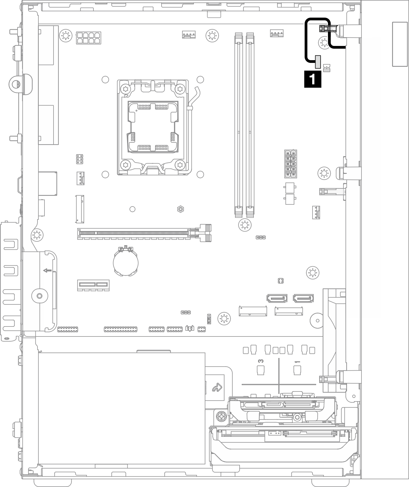 Cable routing for the power button with LED