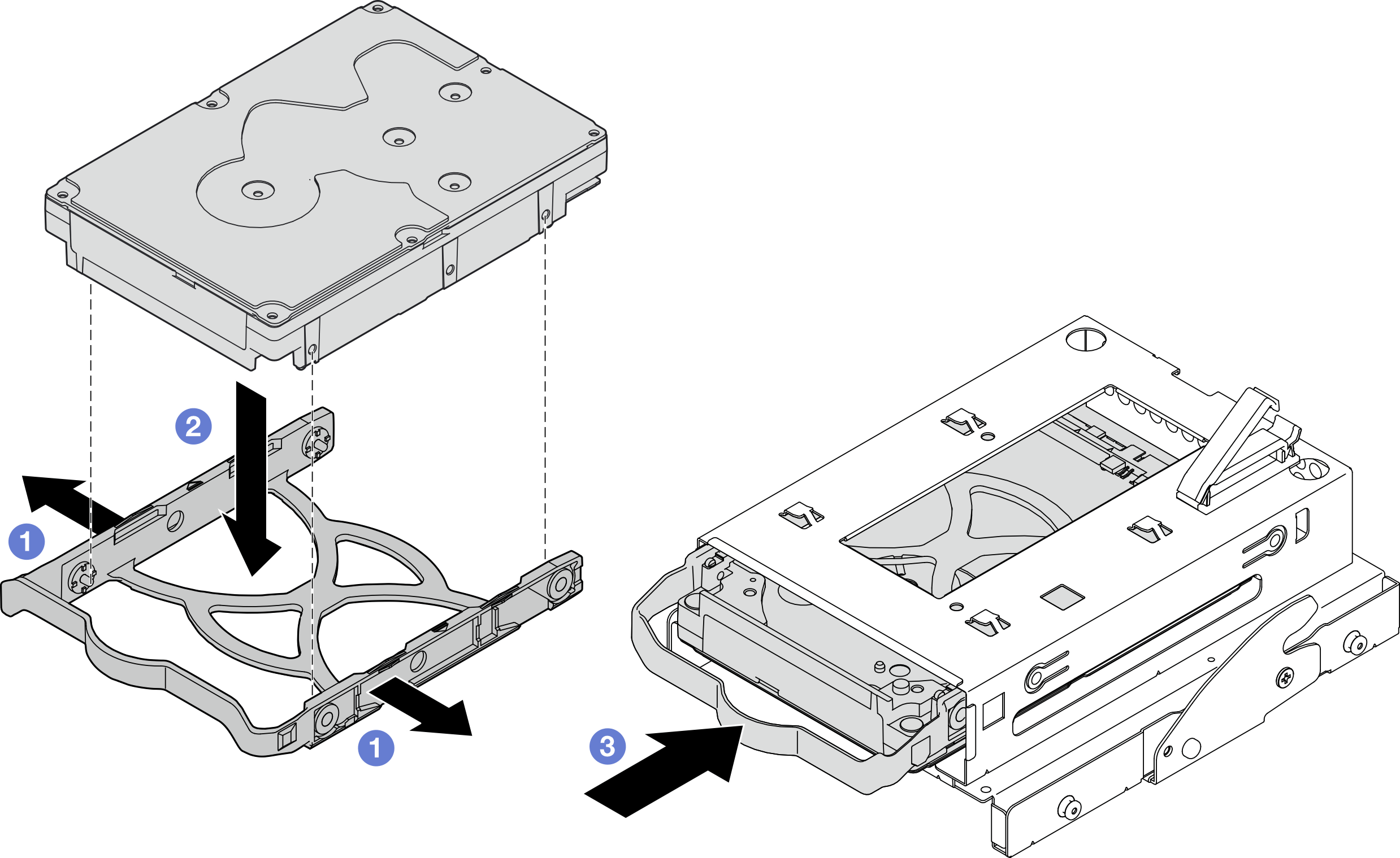 Installing a 3.5-inch drive to the drive cage