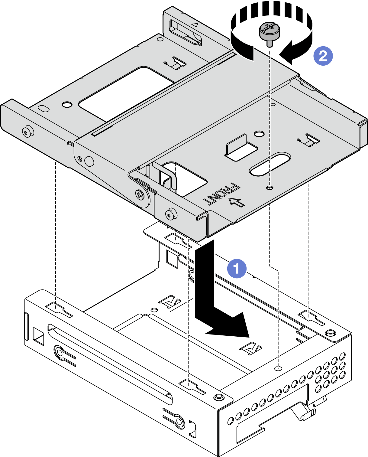 Installing the 3.5-inch drive cage to the optical drive cage