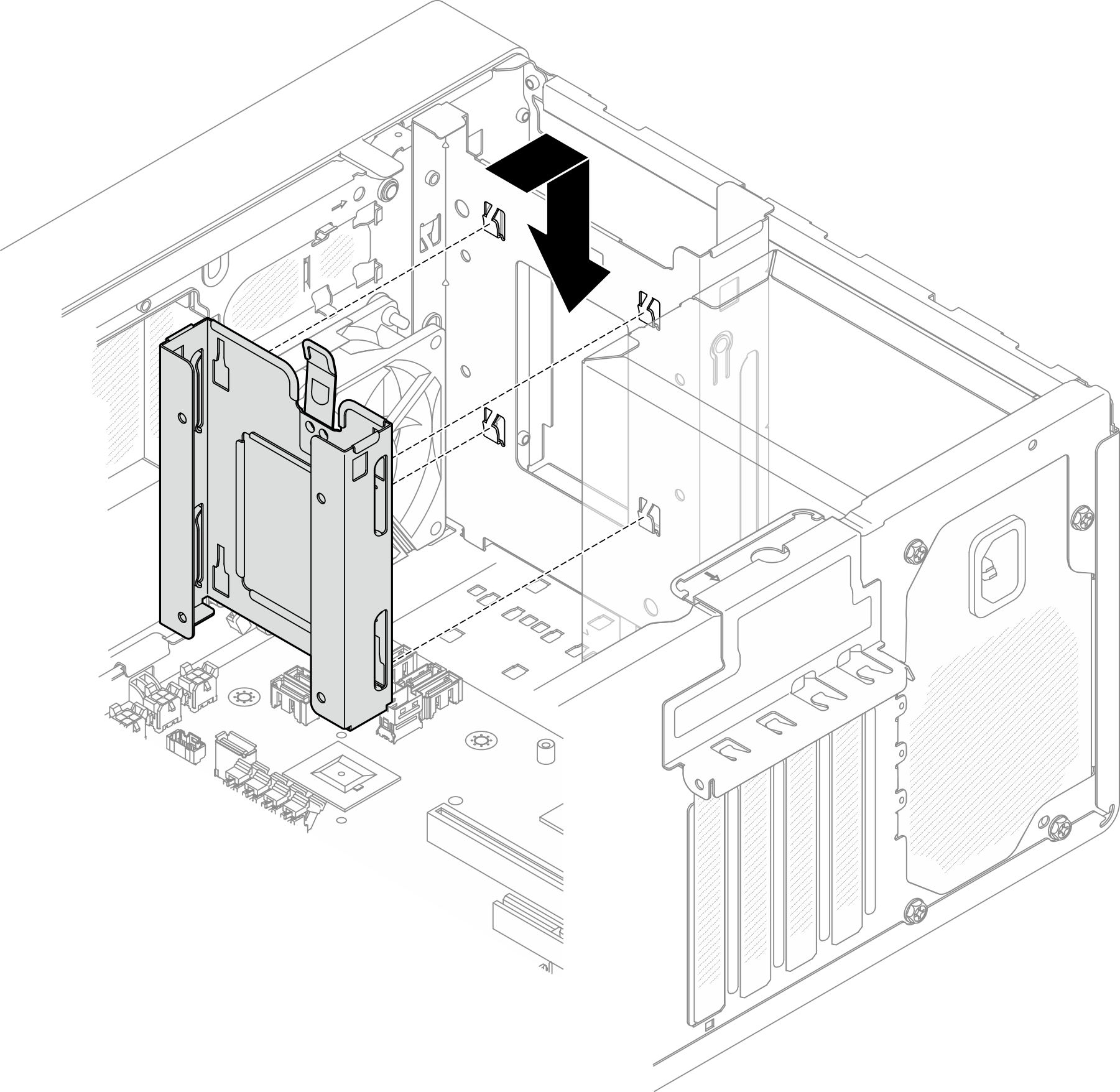 Installing the drive bay 1 cage