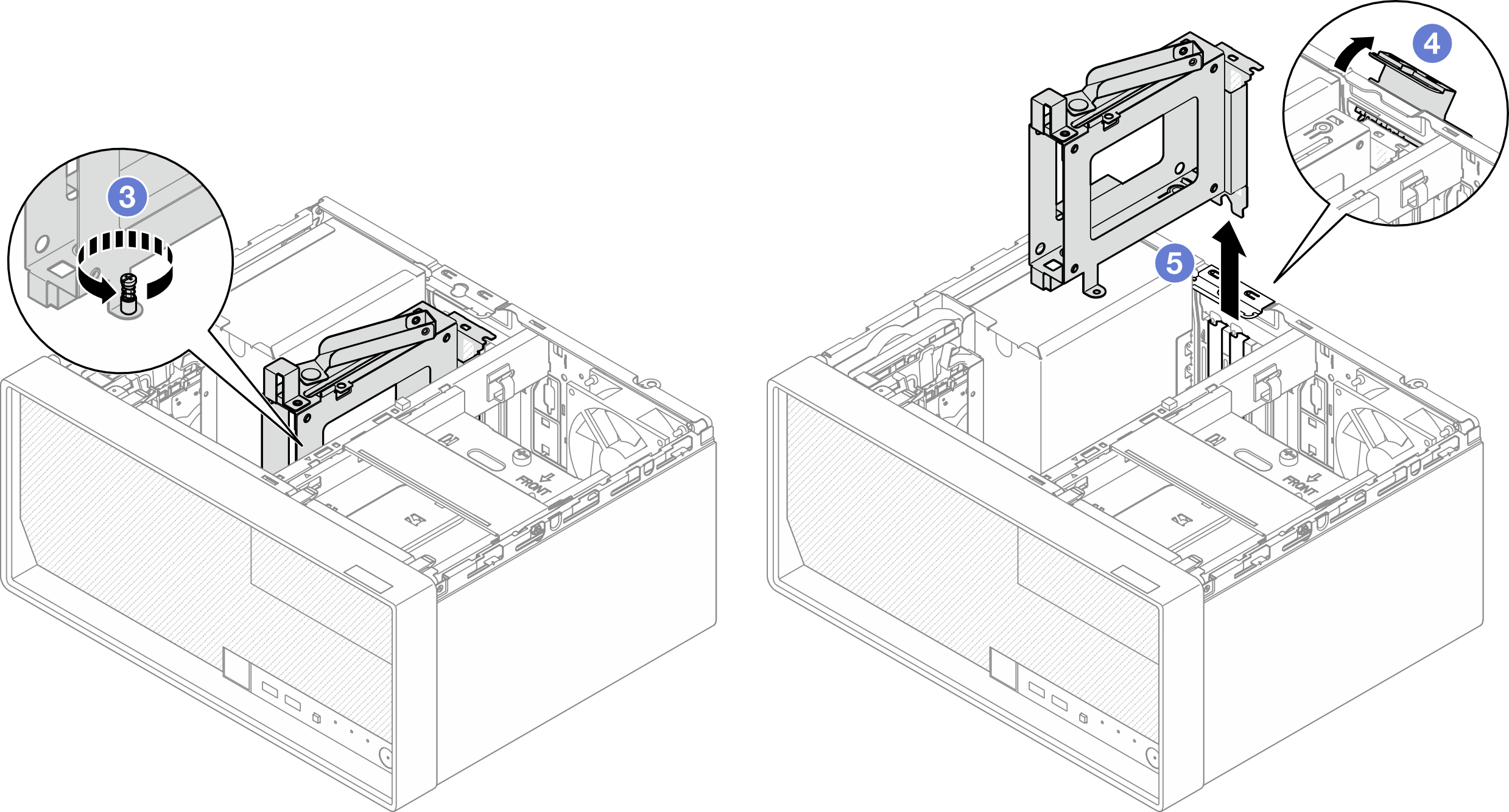 Removing the 3.5-inch drive cage from the PCIe sot 3